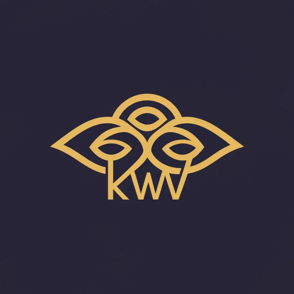 a logo design,with the text "KW", main symbol:Durga mata eyes,Minimalistic,clear background