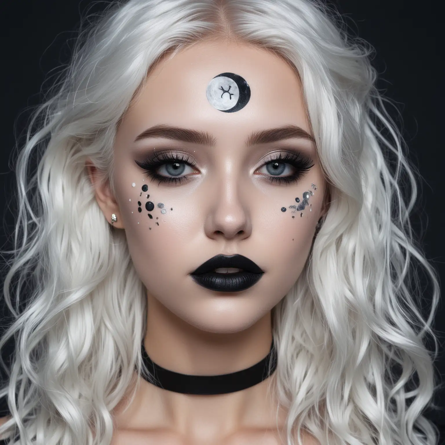 Mystical-Girl-with-Inverted-Moon-Symbol-and-Long-White-Hair