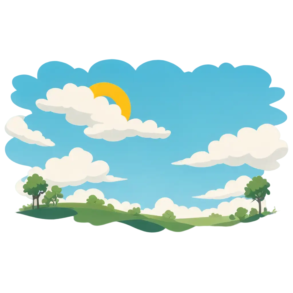 sky cartoon with clouds and sun

