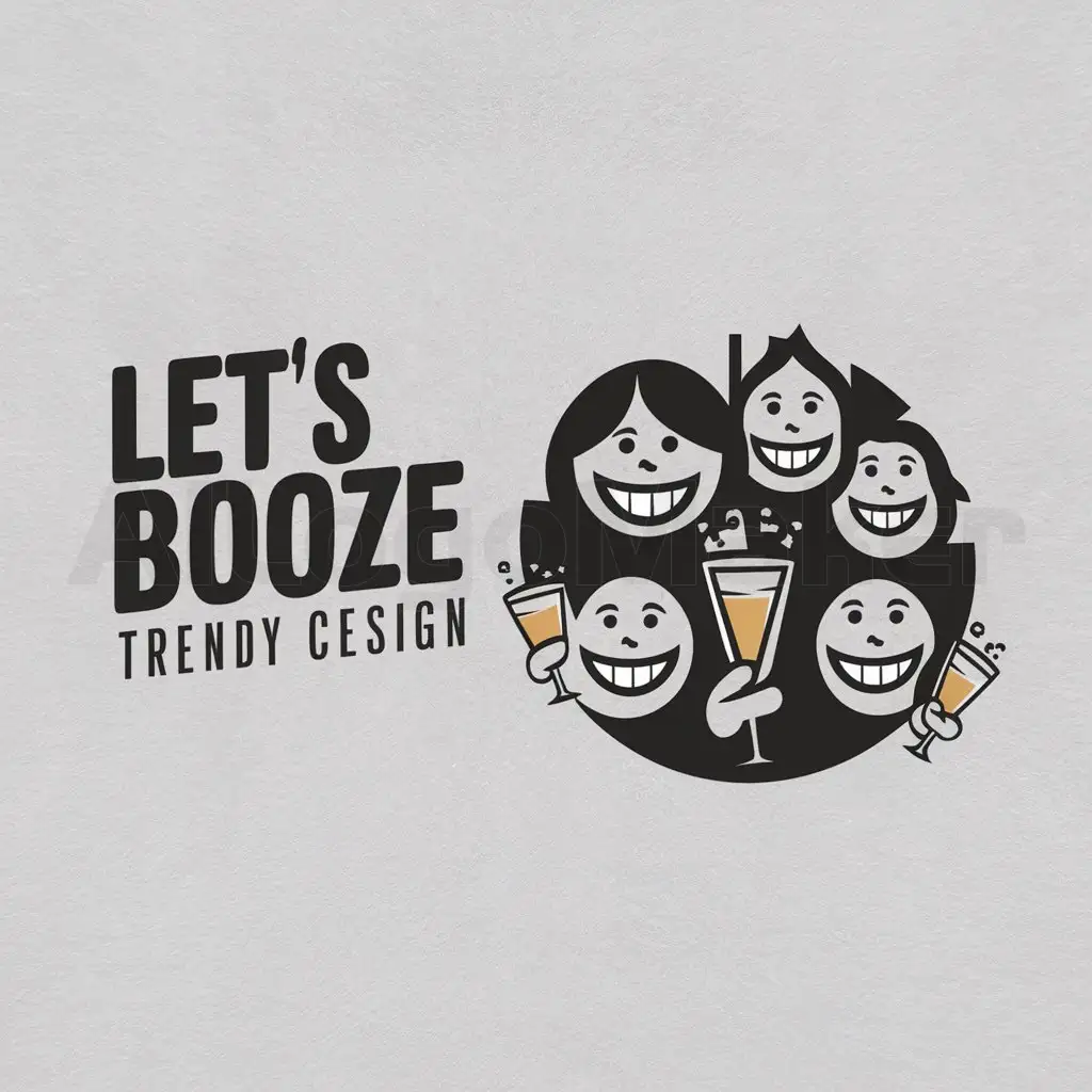 a logo design,with the text "Let's Booze", main symbol:Group of friends,Moderate,clear background