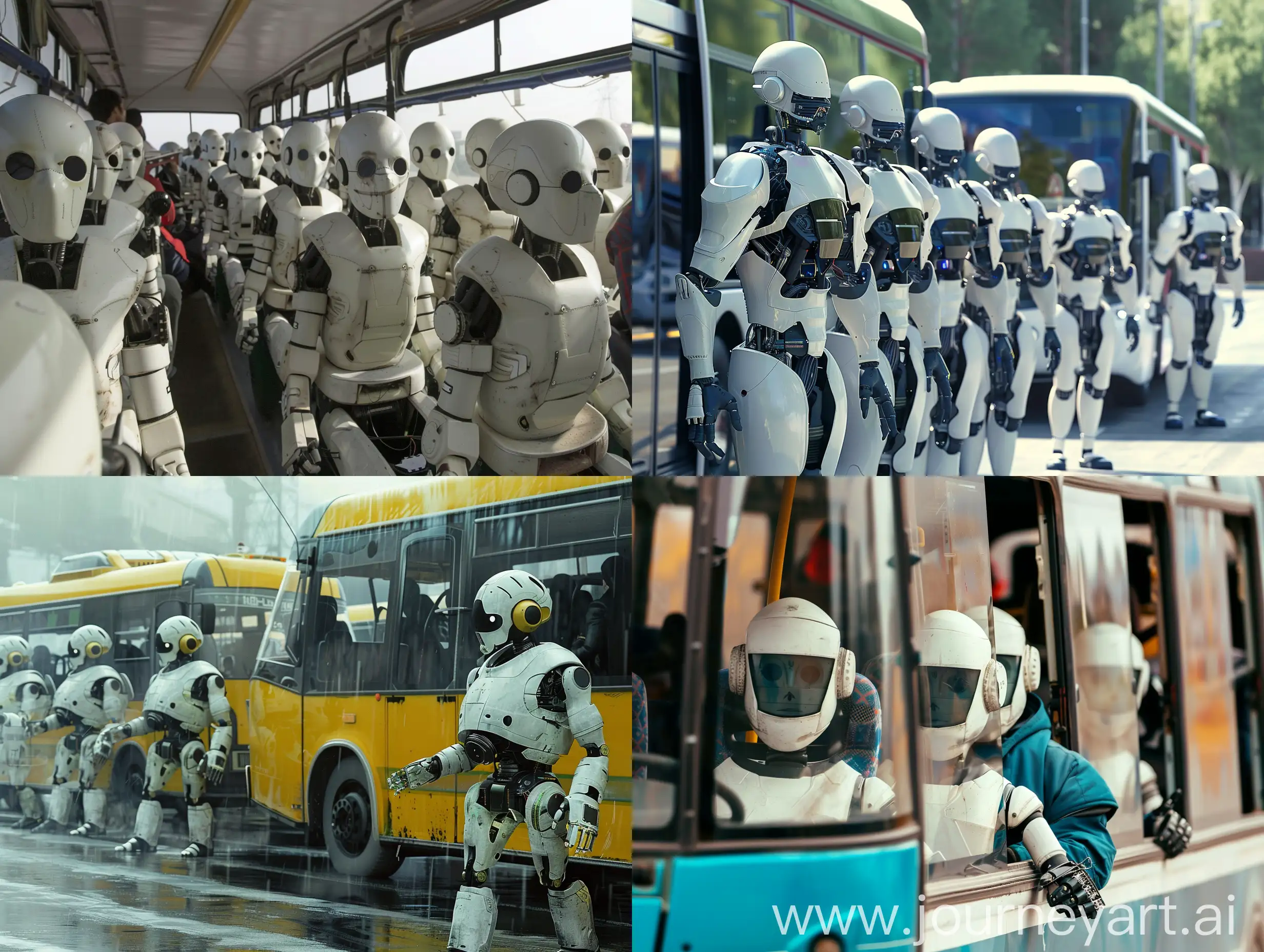 роботы как люди в маршрутках едут на работу