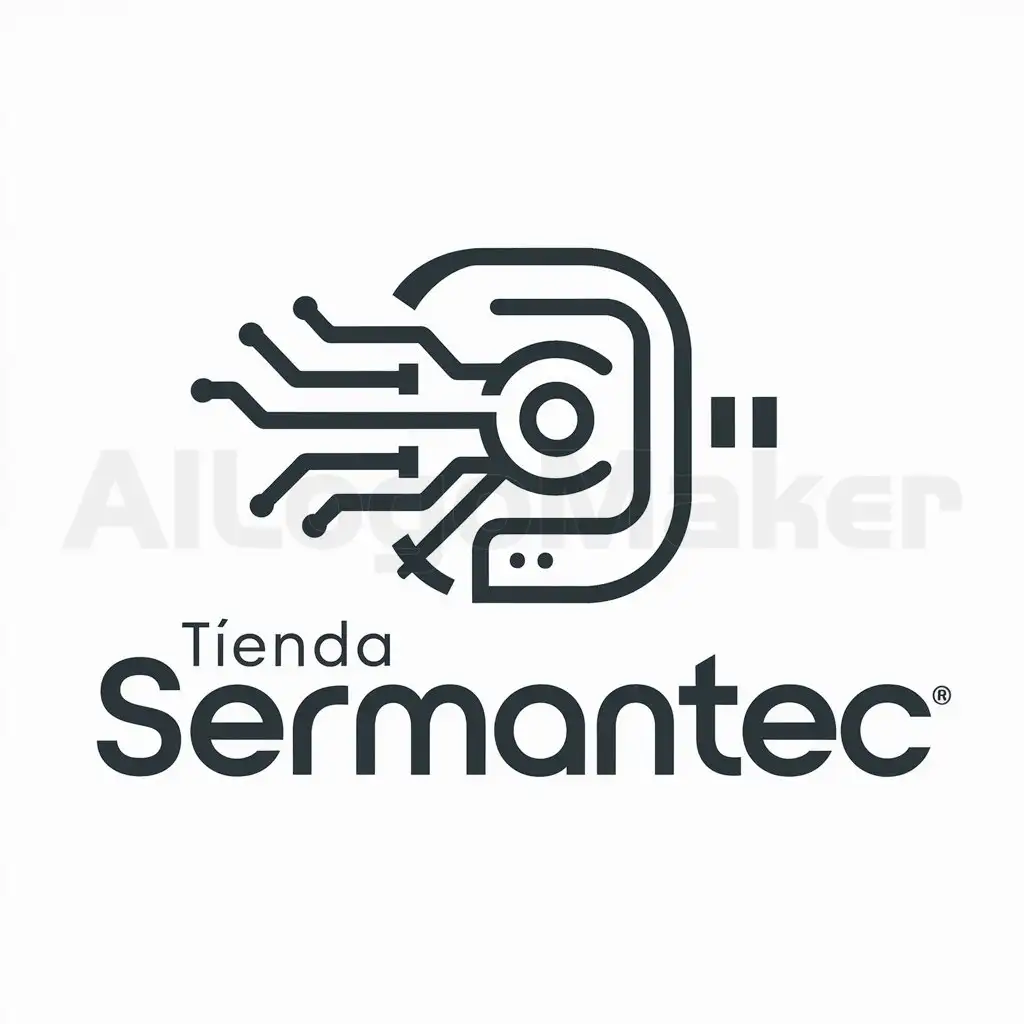 a logo design,with the text "Tienda serMantec", main symbol:Article electronic like a computer, network cable,,complex,be used in Technology industry,clear background