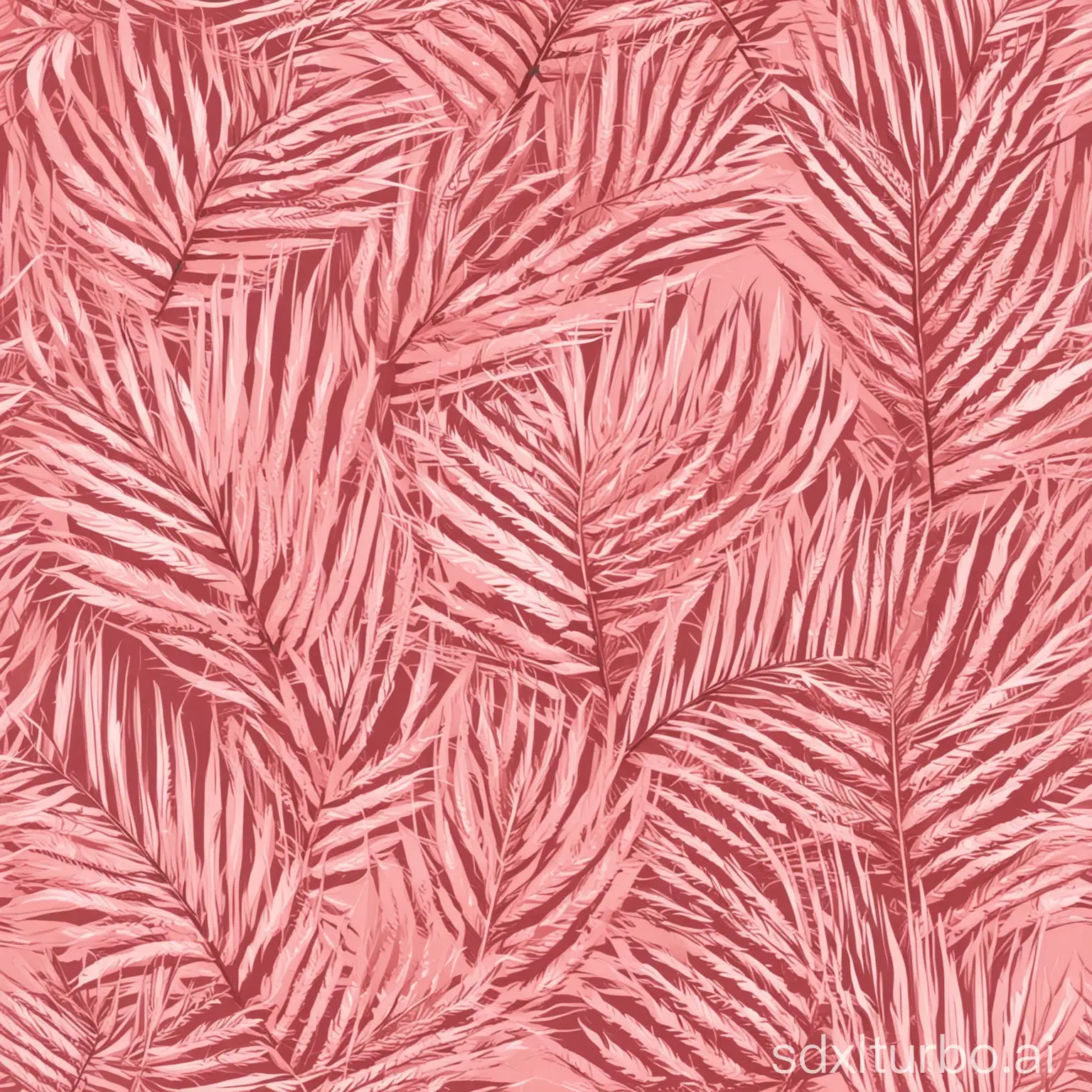 A seamless pattern of pink palm leaves, simple and elegant, vector illustration, pink background, no shadows, vector art style, bold pastel color palette, monochromatic color scheme, high contrast, modern aesthetic, detailed design,tile