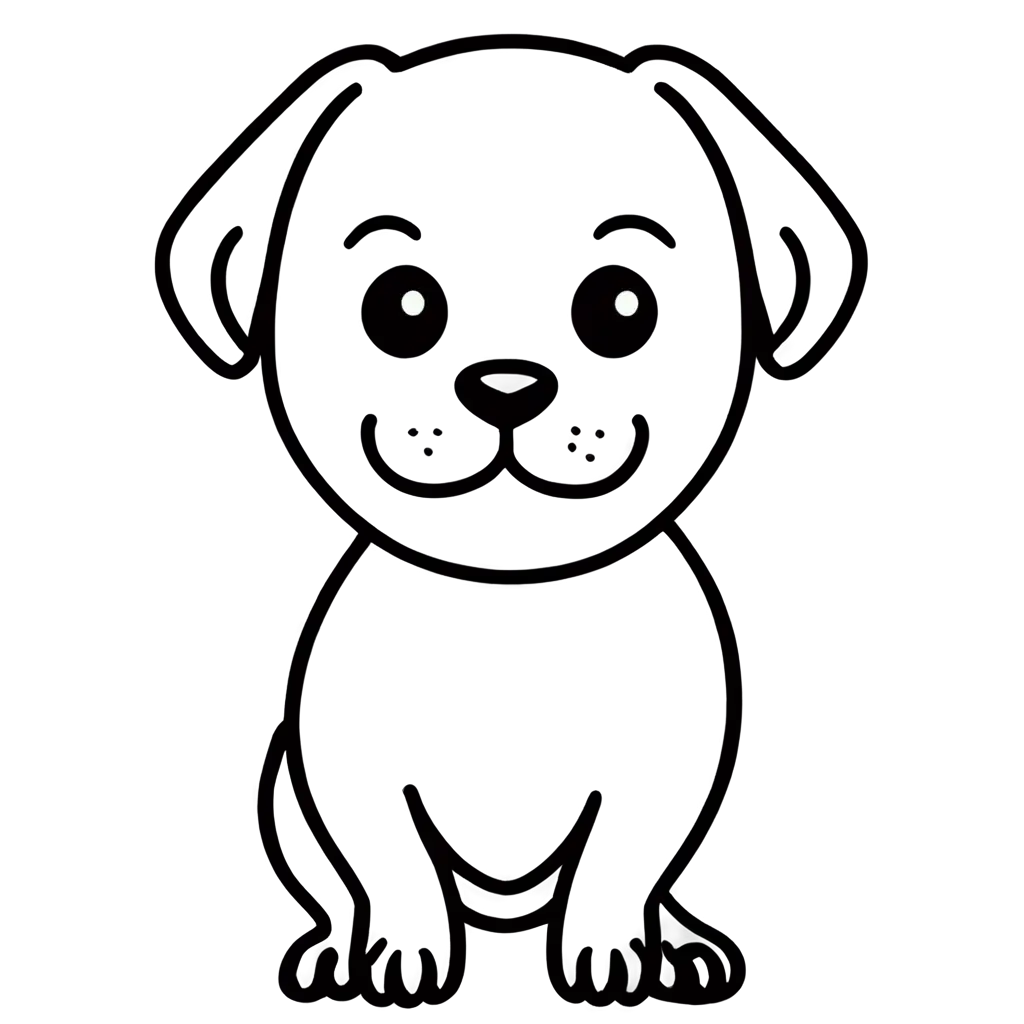 PNG-Coloring-Page-Outline-of-a-Cute-Dog-HighQuality-Image-for-Digital-and-Print-Usage