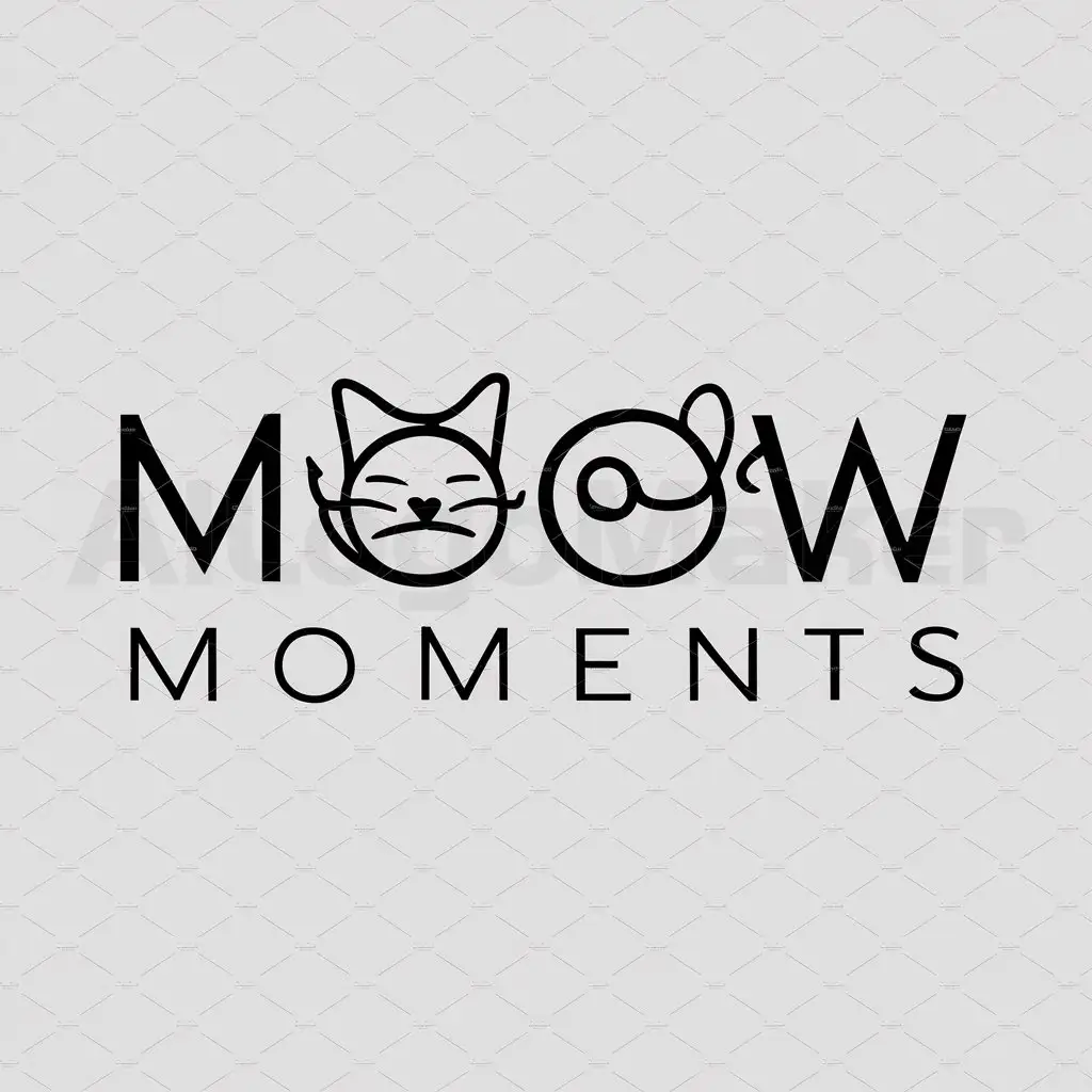 a logo design,with the text "Meow Moments", main symbol:Cat,Moderate,be used in Animals Pets industry,clear background