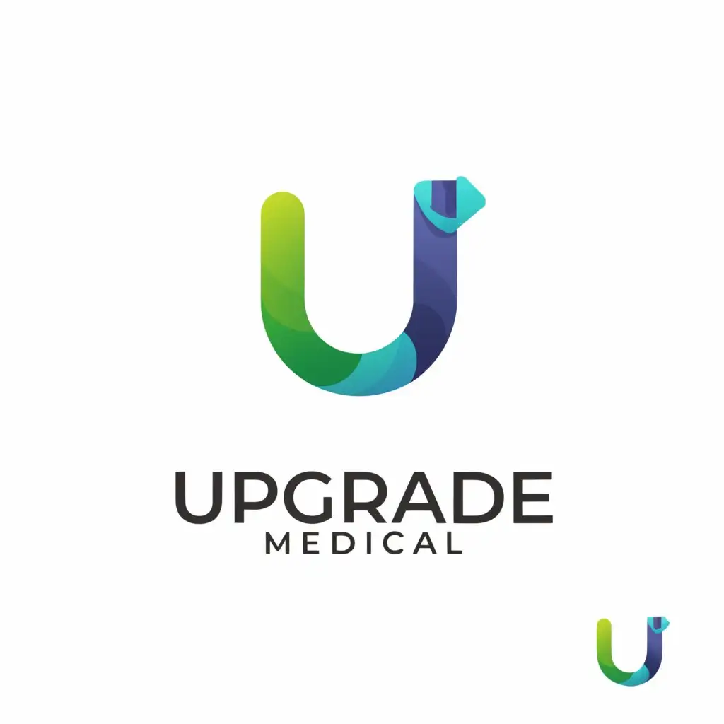a logo design,with the text "Upgrade medical", main symbol:U with an arrow,Moderate,clear background