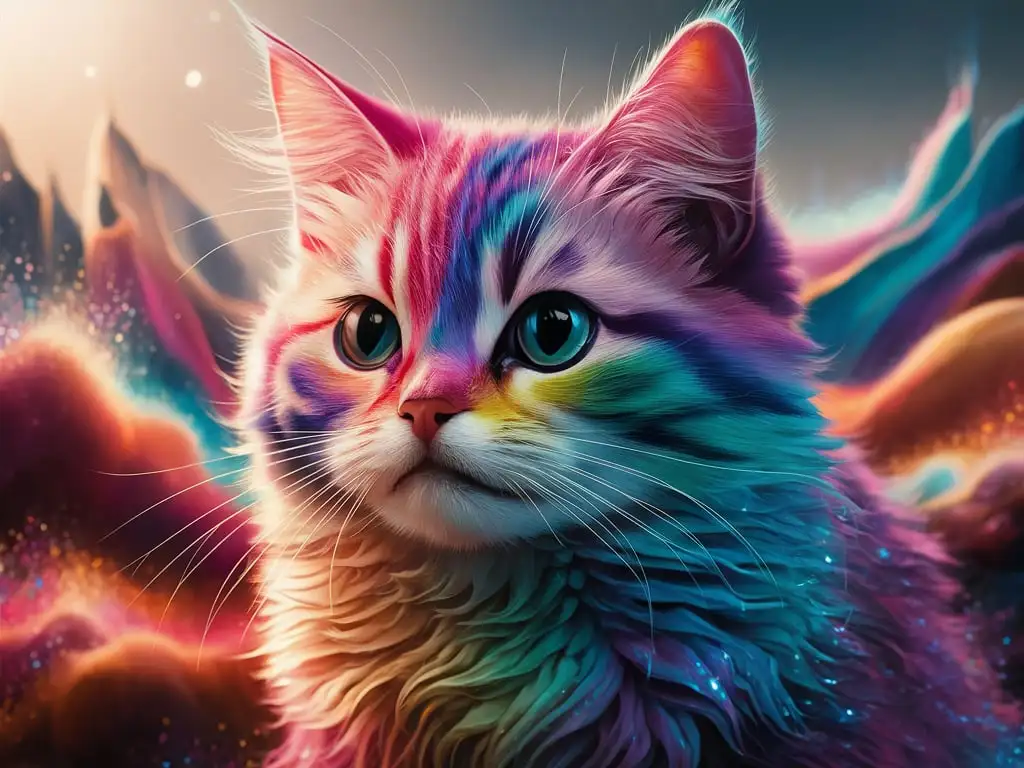 Colorful-Rainbow-with-a-Beautiful-Cat-in-Nature