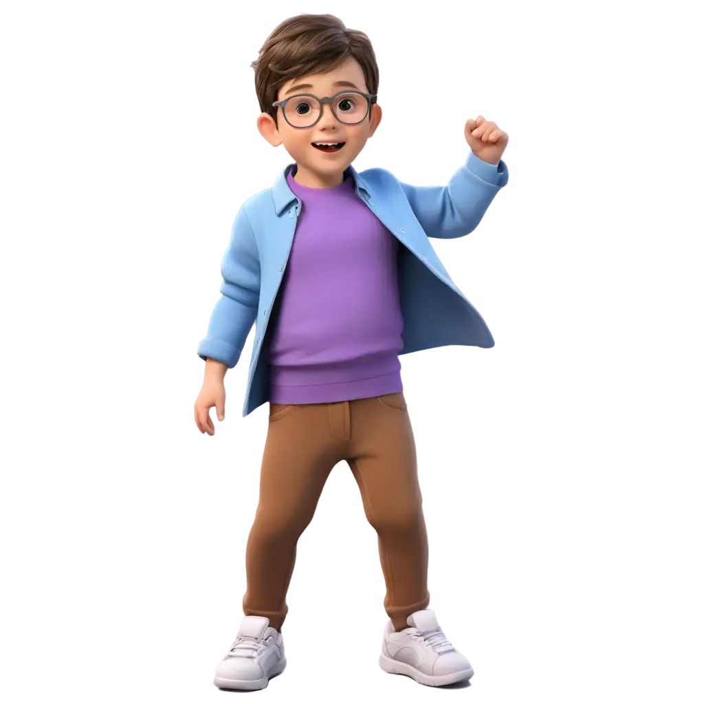 Cute 6 month baby with purple jas and Shirt 3D Model, glasses