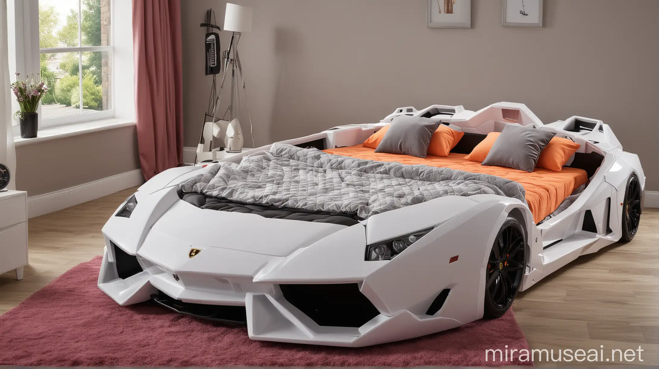 Double Lambarghini Car Shaped Sleeper Bed