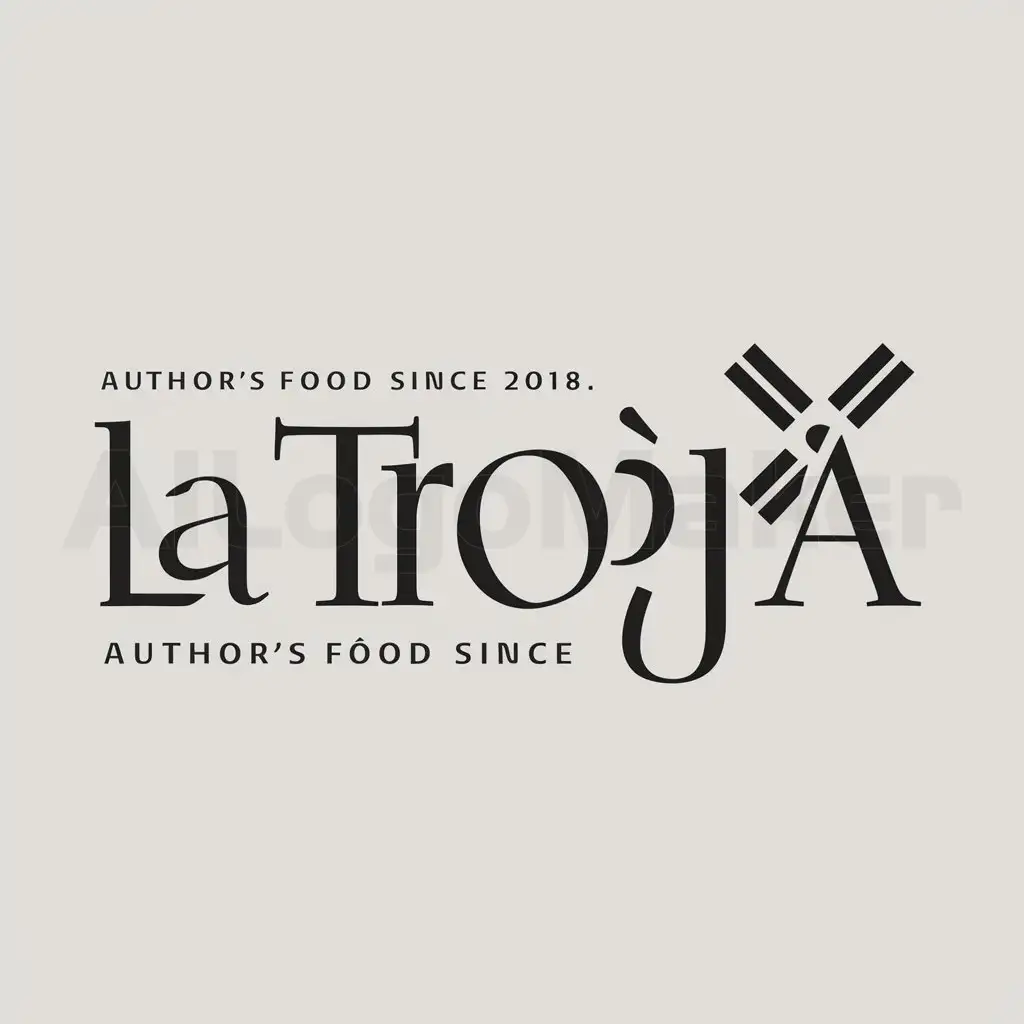 a logo design,with the text "La troja. Author's food since 2018.", main symbol:molino,Moderate,clear background