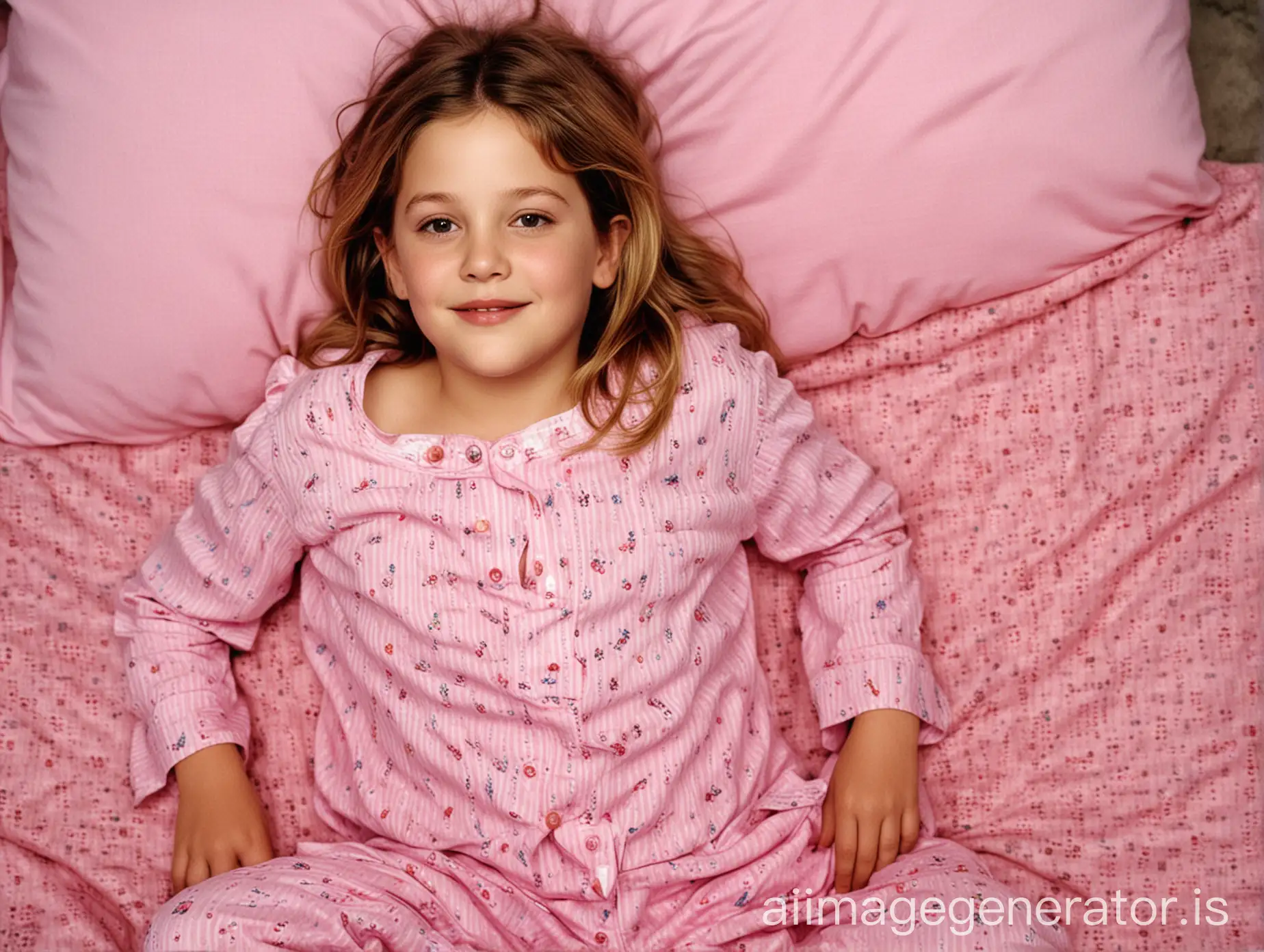 8YearOld-Drew-Barrymore-in-Pink-Pajamas-Posing-Playfully