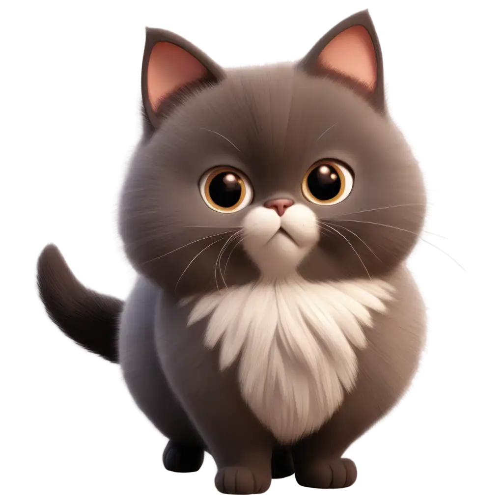  cute fluffy and chubby 3d cartoon cat