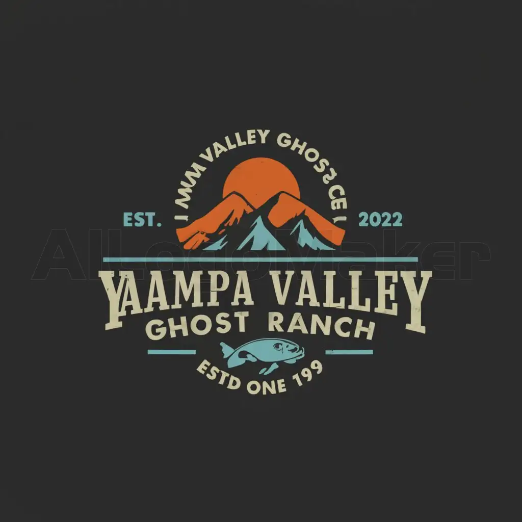 LOGO-Design-For-Yampa-Valley-Ghost-Ranch-Natural-Charm-with-Mountain-Silhouette-Elk-and-Trout