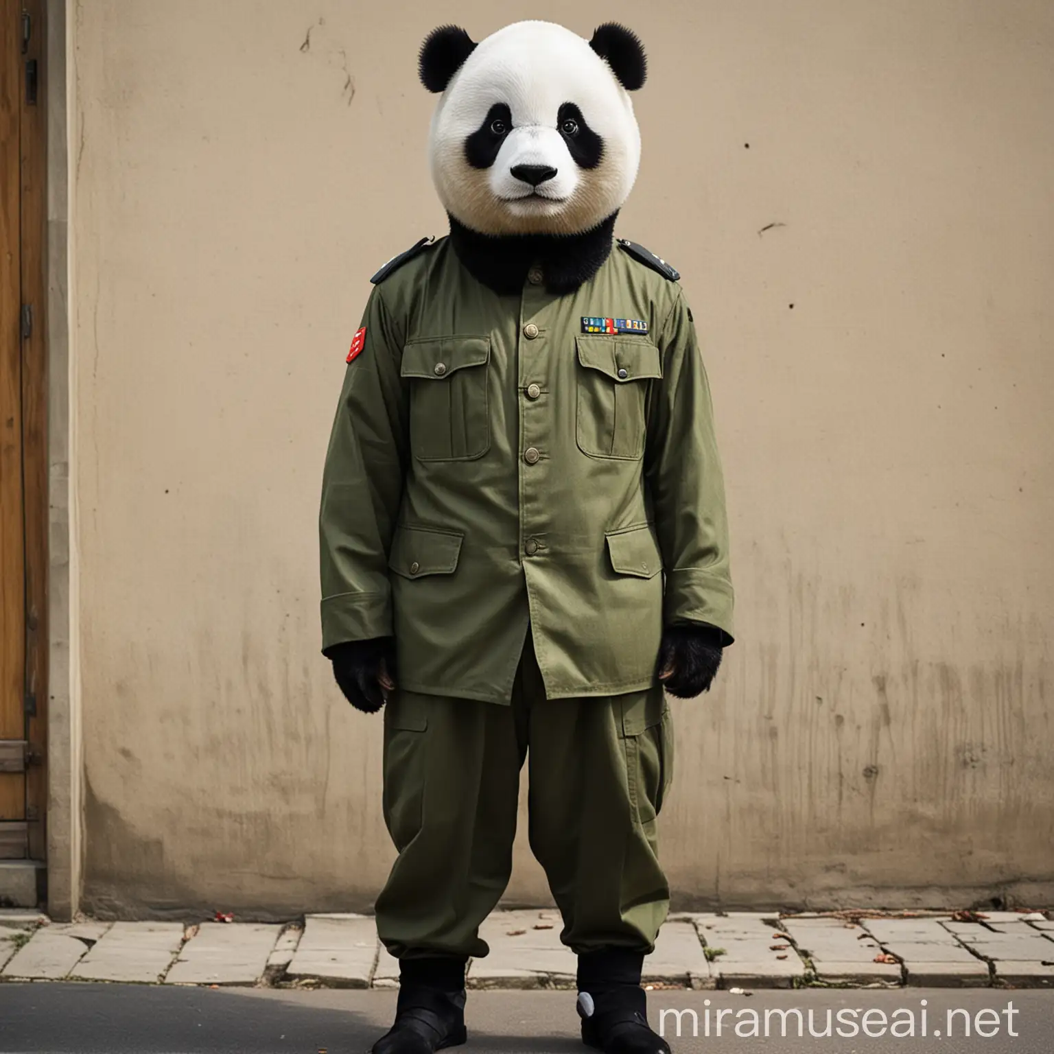 Panda Person in Military Uniforms