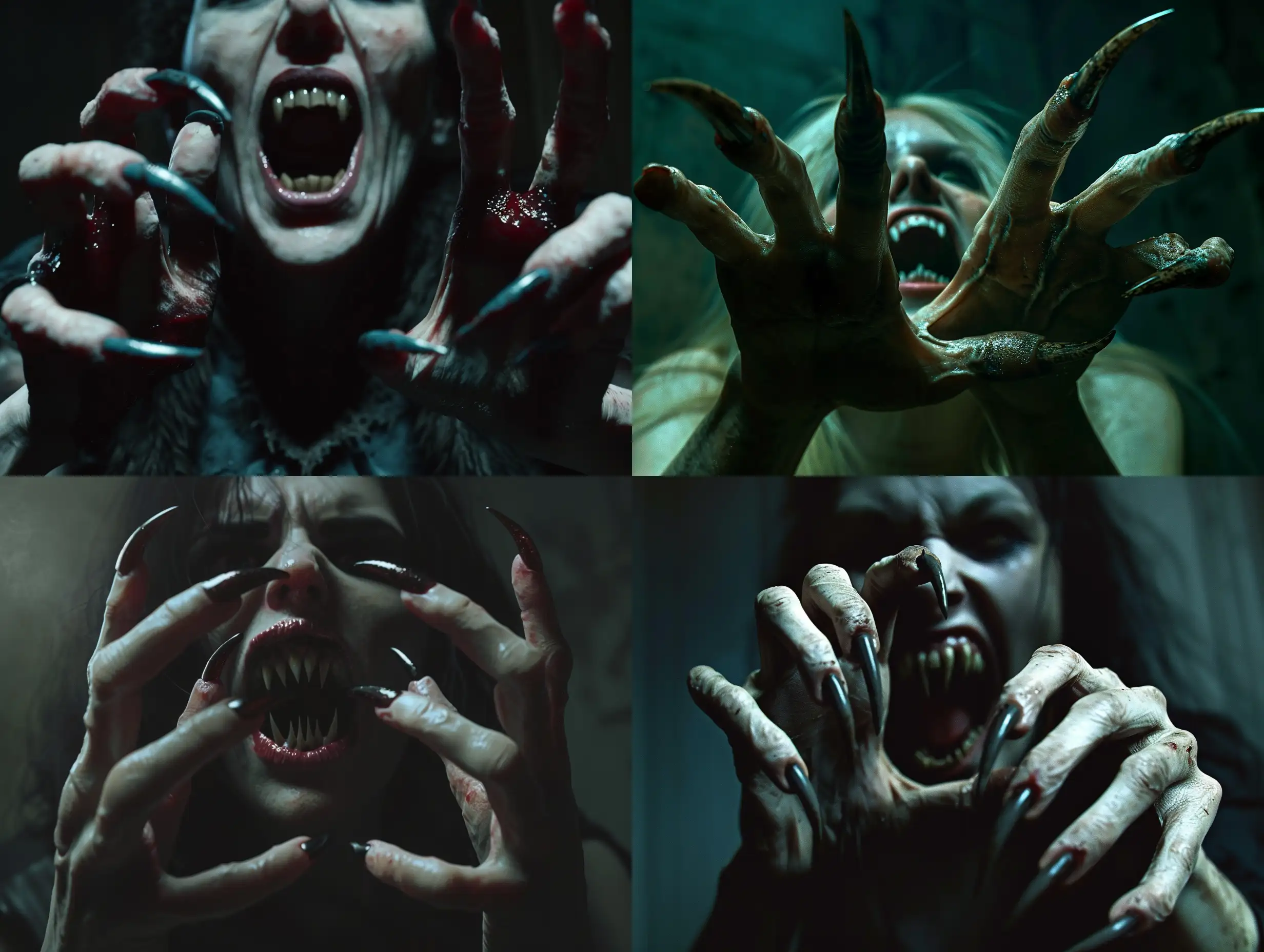 Photorealistic-Wild-Ugly-Monstrous-Vampire-Woman-with-Long-Fingernails-in-Dark-Room