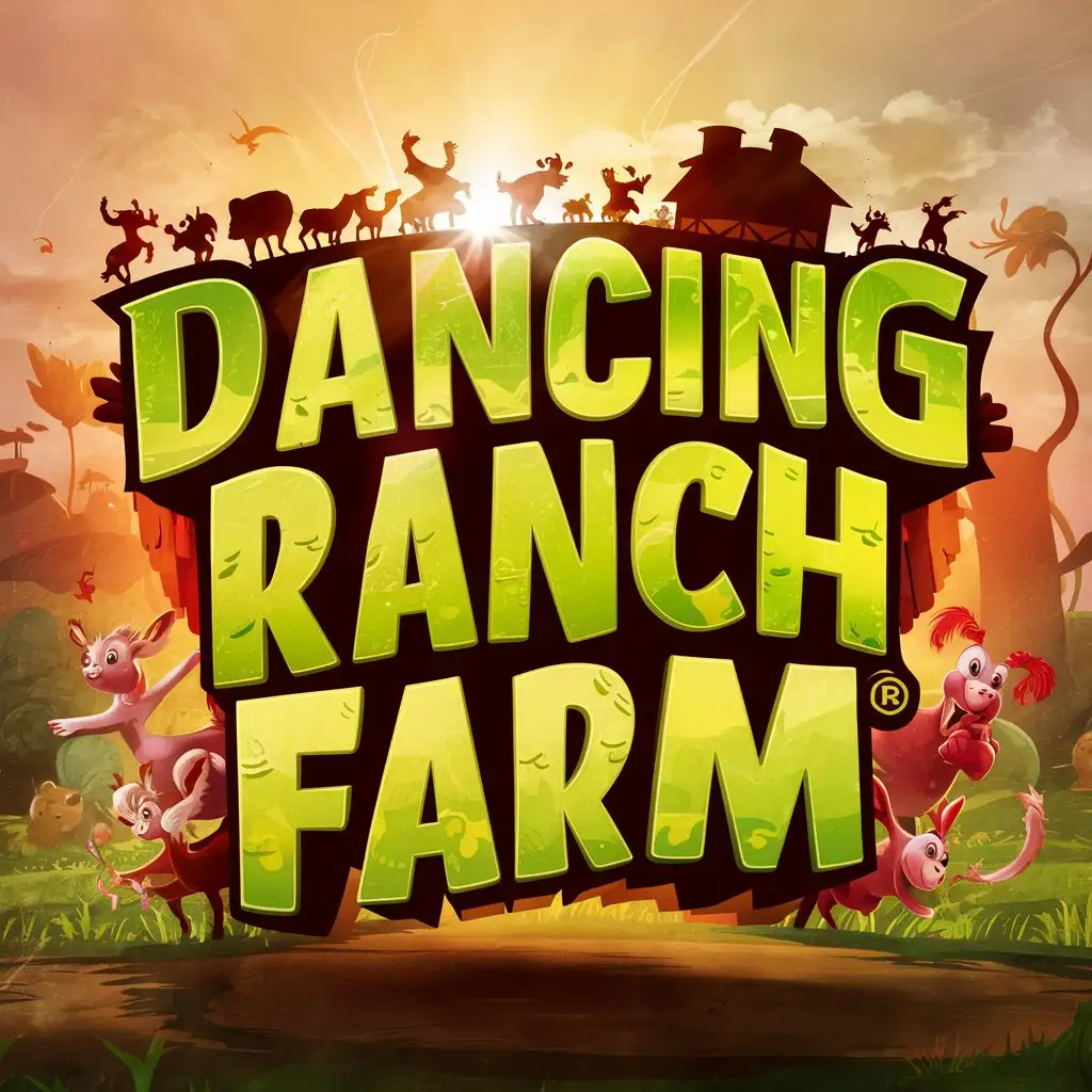 3d logo that says "dancing ranch farm" DRF