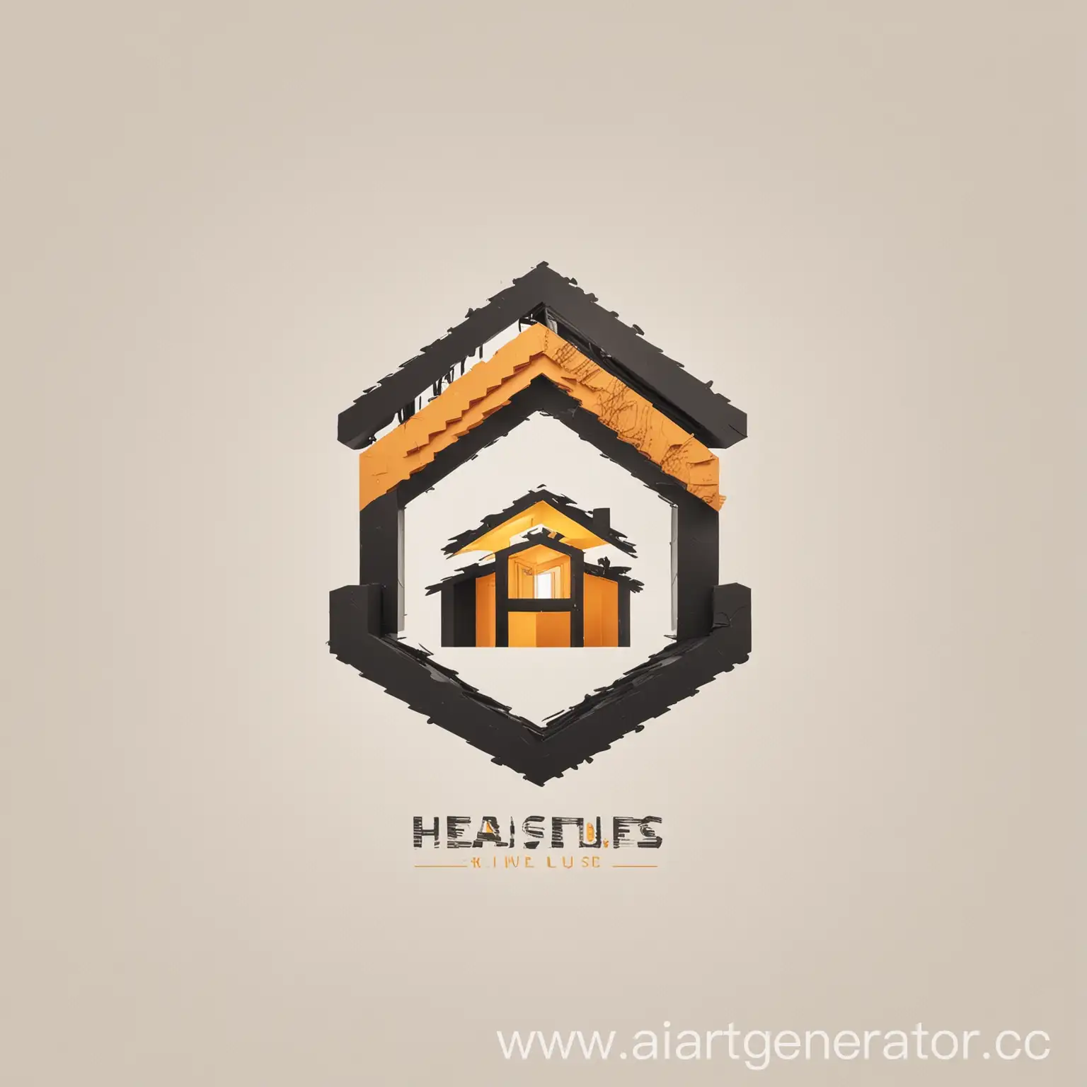 Minimalist-Modular-Houses-Logo-with-Beehive-Patterns-on-White-Background