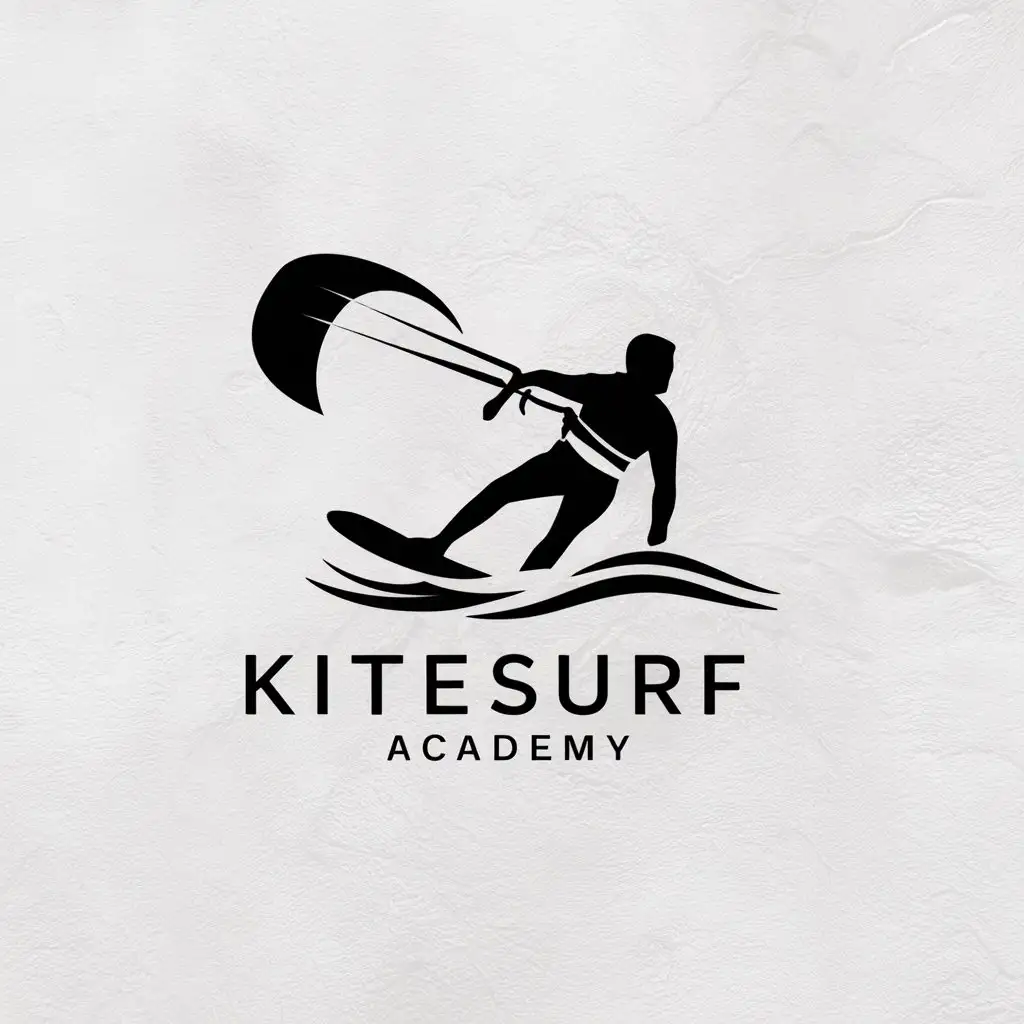 a logo design,with the text "Kitesurf Academy", main symbol:Kiteboarder,Moderate,clear background