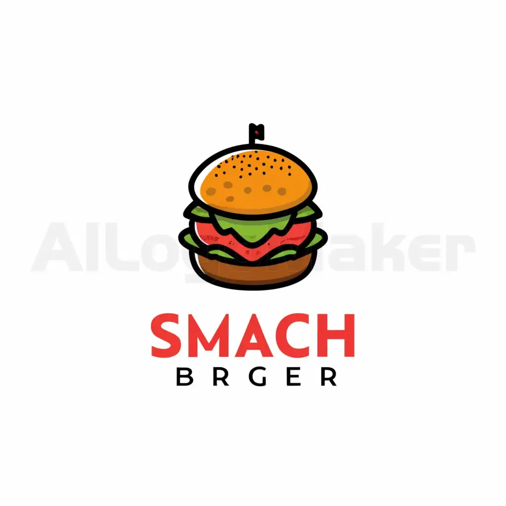 a logo design,with the text "Smach Burger", main symbol:hamburger,Moderate,be used in Restaurant industry,clear background
