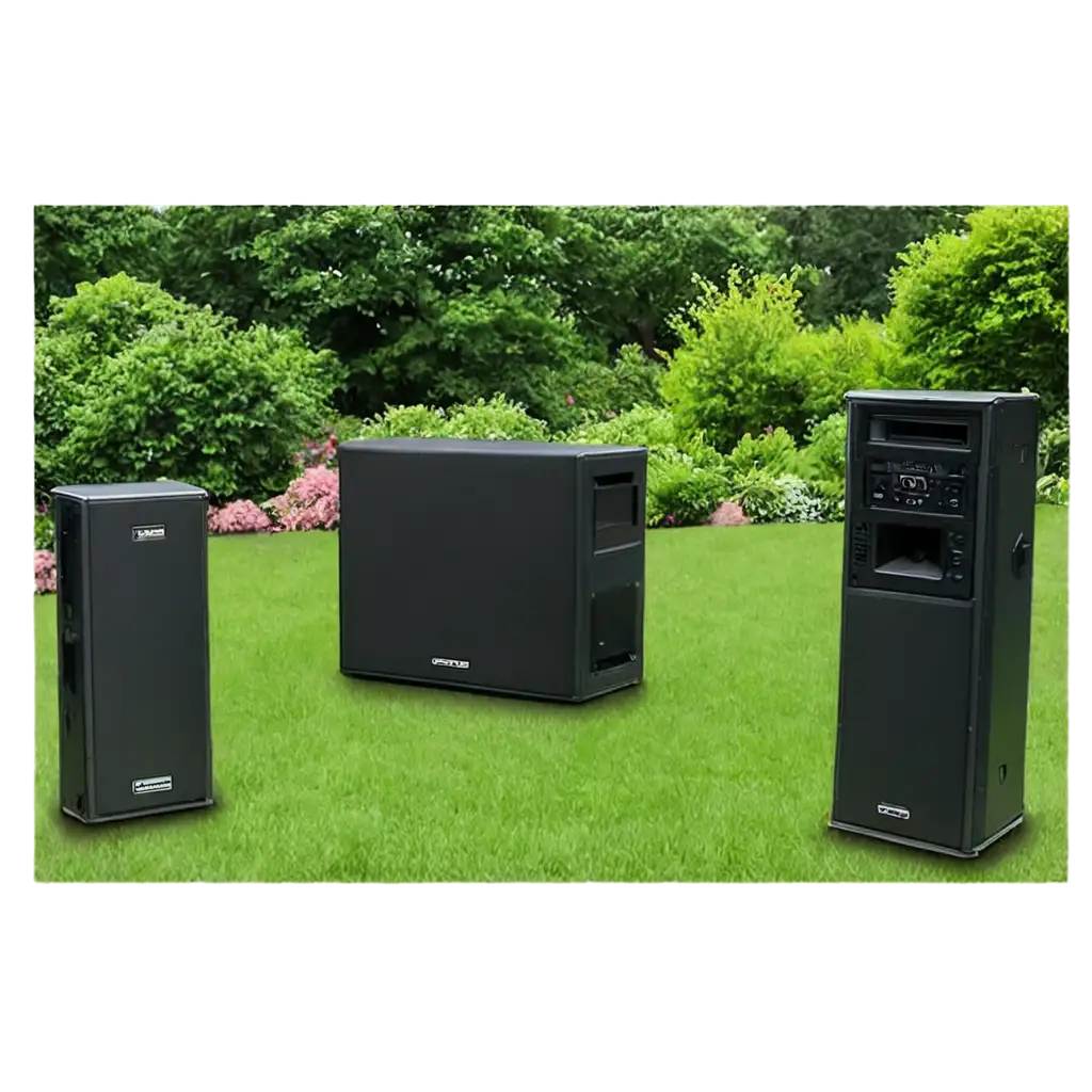 Vibrant-Photo-Landscape-Sound-System-on-Lawn-Garden-PNG-Image-for-Immersive-Outdoor-Experiences