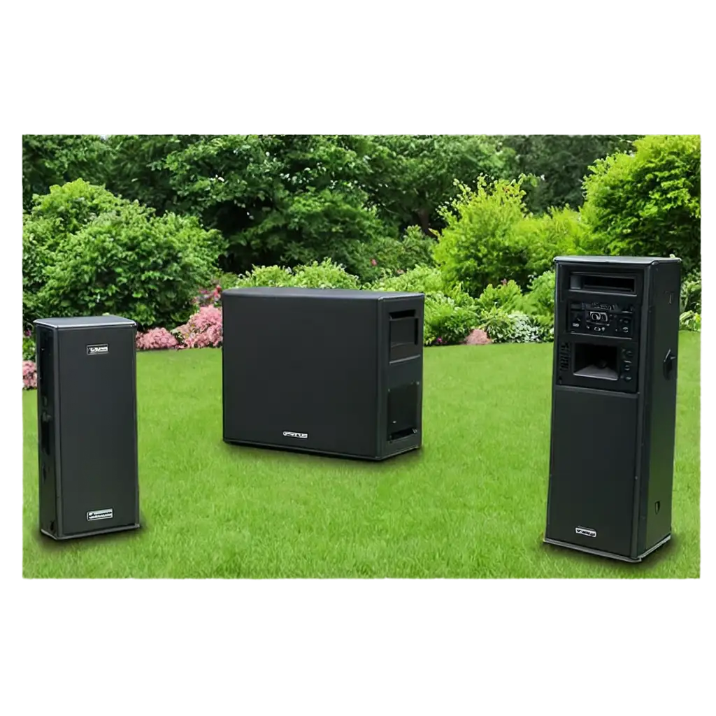 foto landscape sound system di rumput taman