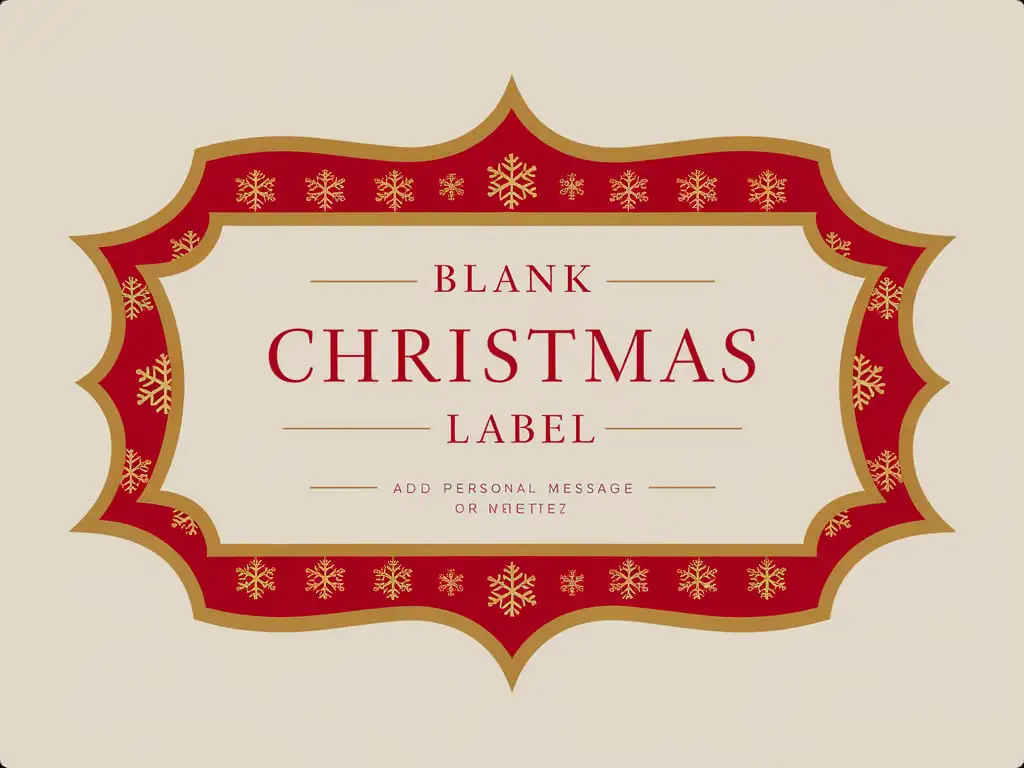 Blank Rectangular Christmas Label with Space for Writing