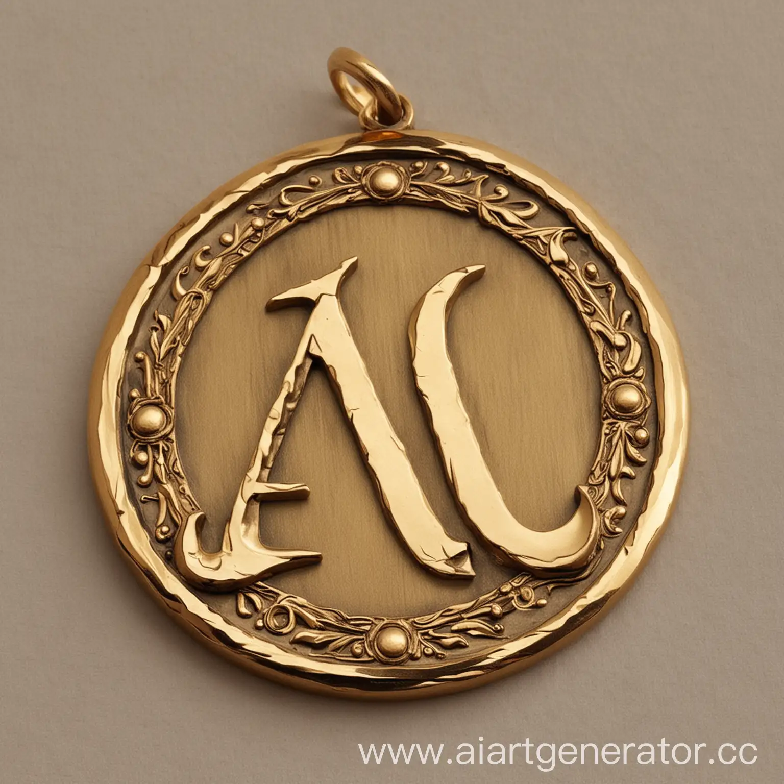 Golden-Round-Medallion-Named-Ariina-with-Letter-A-Adornment