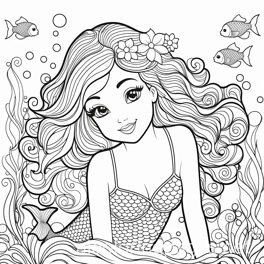 Happy-Mermaid-with-Fish-in-Vivid-Ocean-Scene