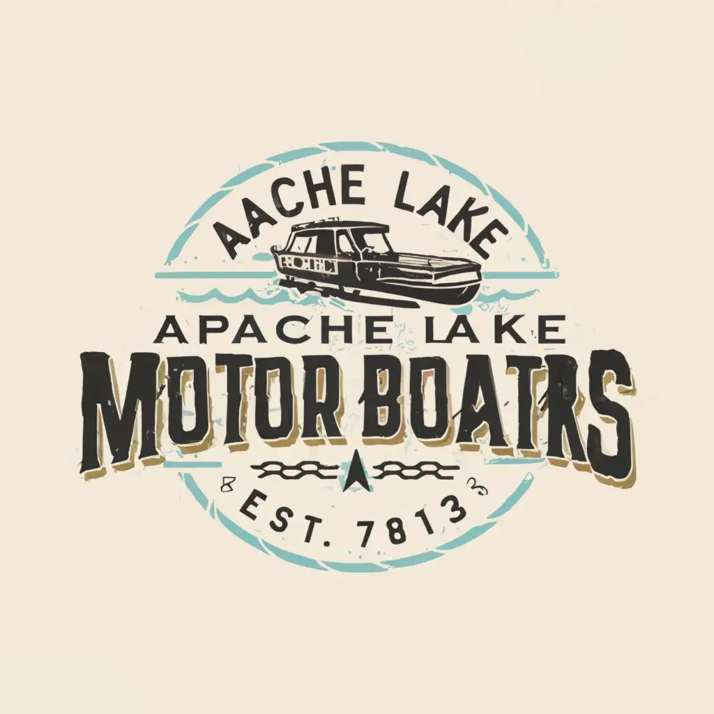 a logo design,with the text "Apache Lake Motor Boaters", main symbol:pontoon boat,Moderate,be used in Travel industry,clear background