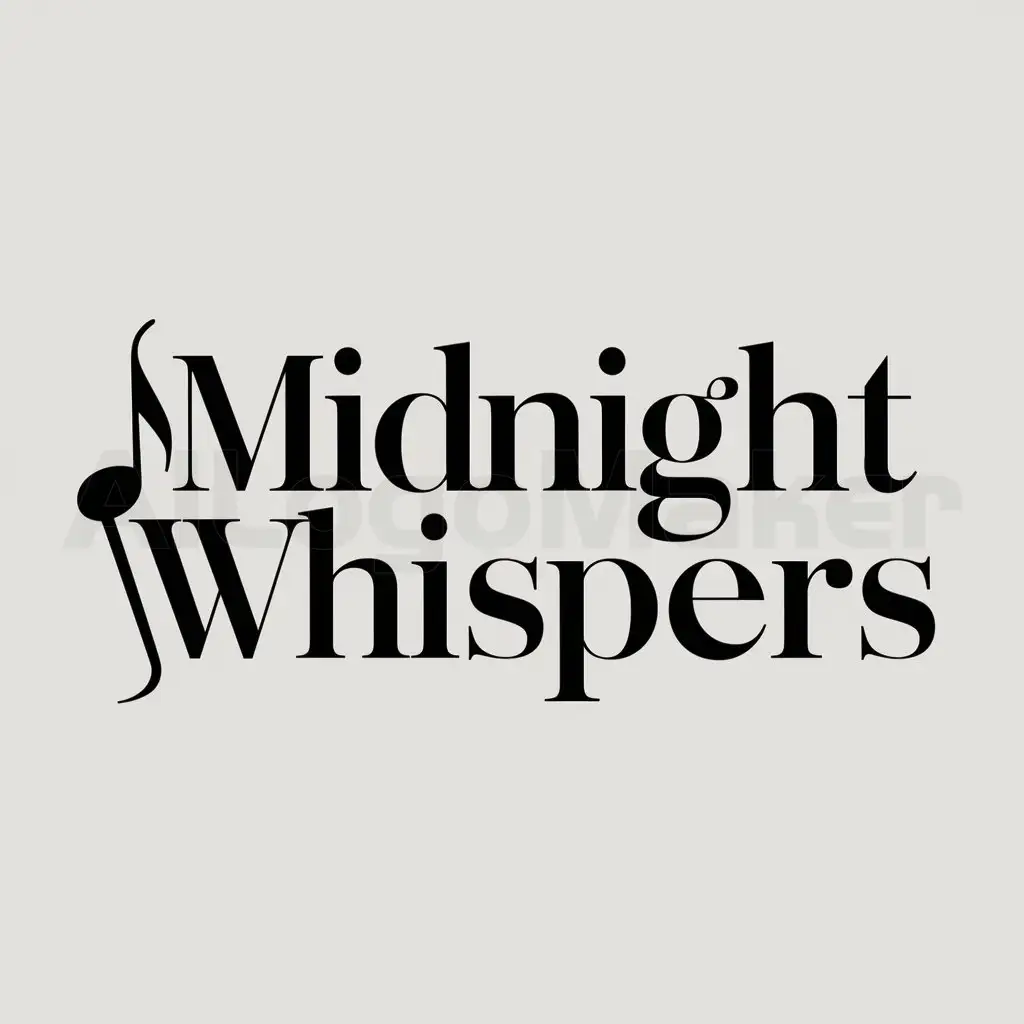 a logo design,with the text "Midnight Whispers", main symbol:music,Moderate,be used in Entertainment industry,clear background