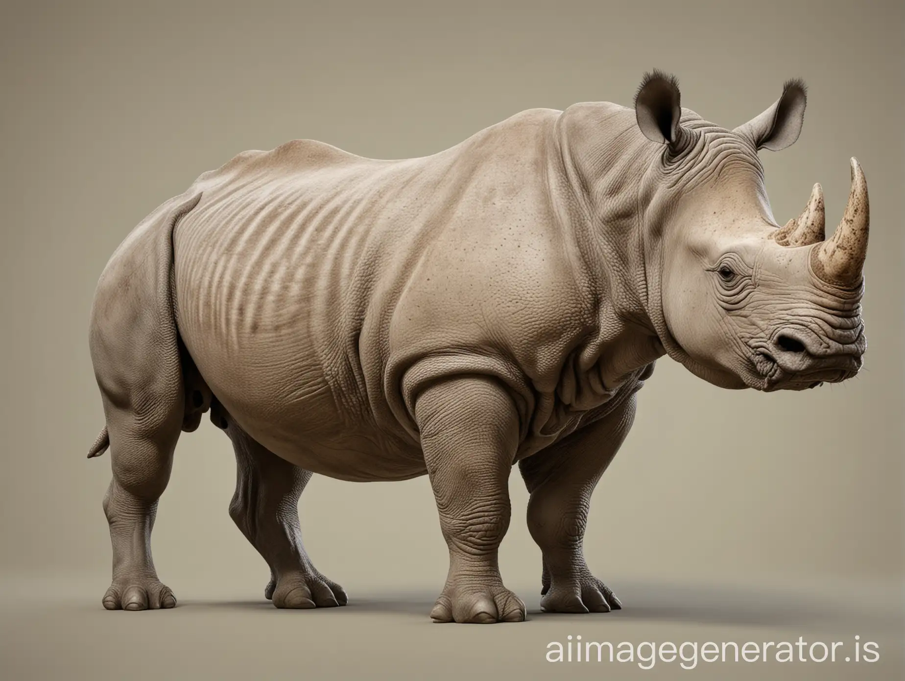 realistic rhino full body, neutral background