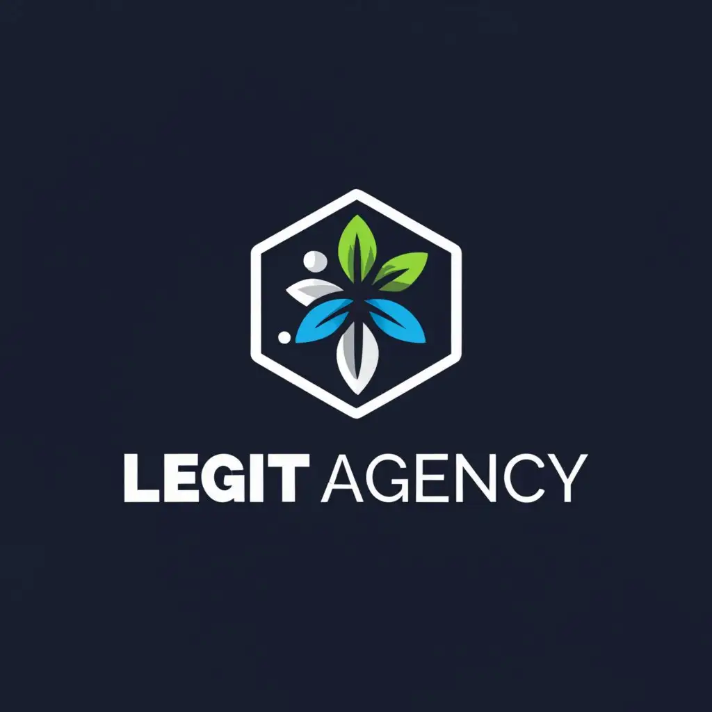 a logo design,with the text "Legit Agency", main symbol:blueberry, weed leaf, ice cube,complex,clear background