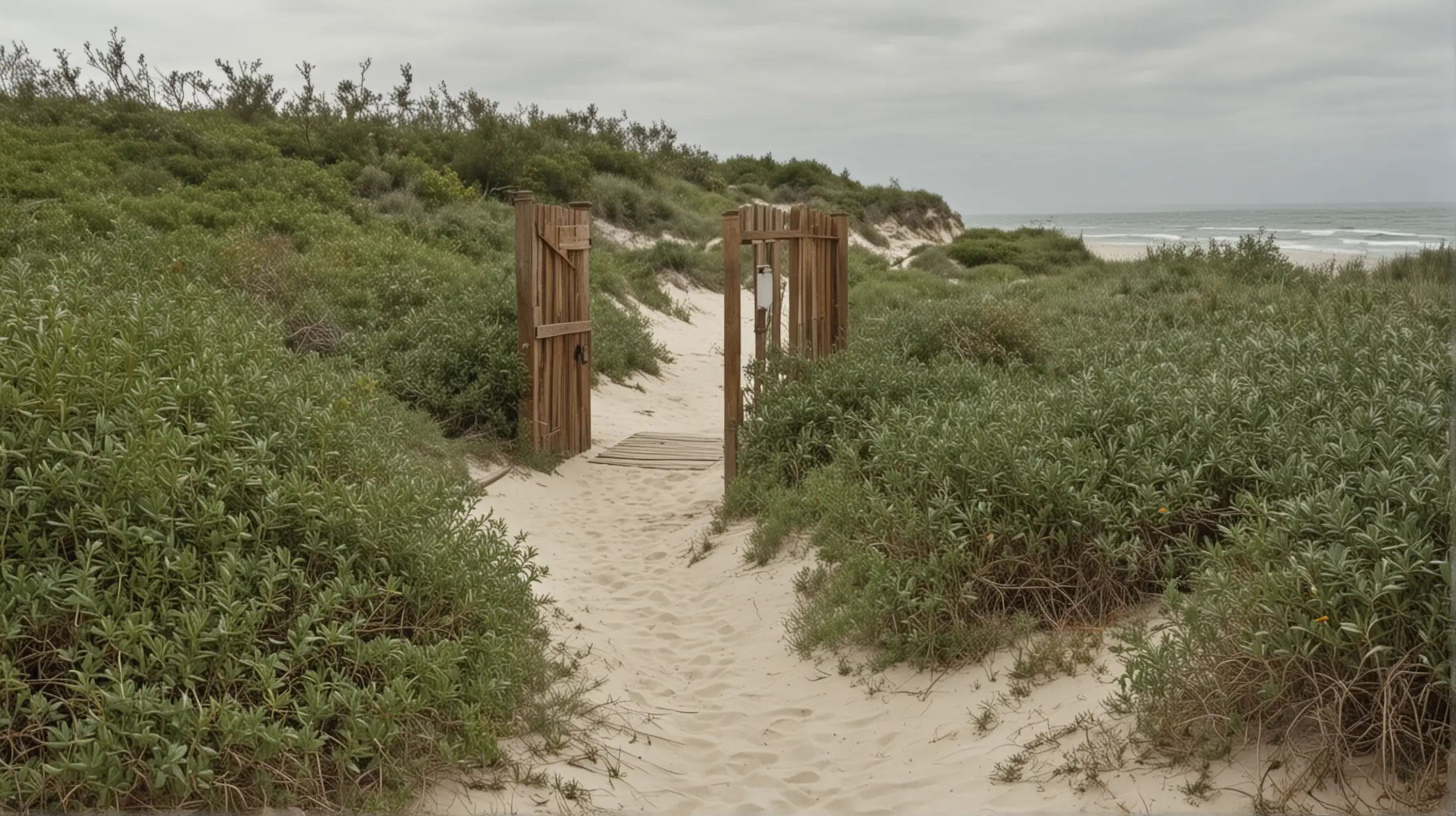 Coastal Entrance with Sand and Vegetation