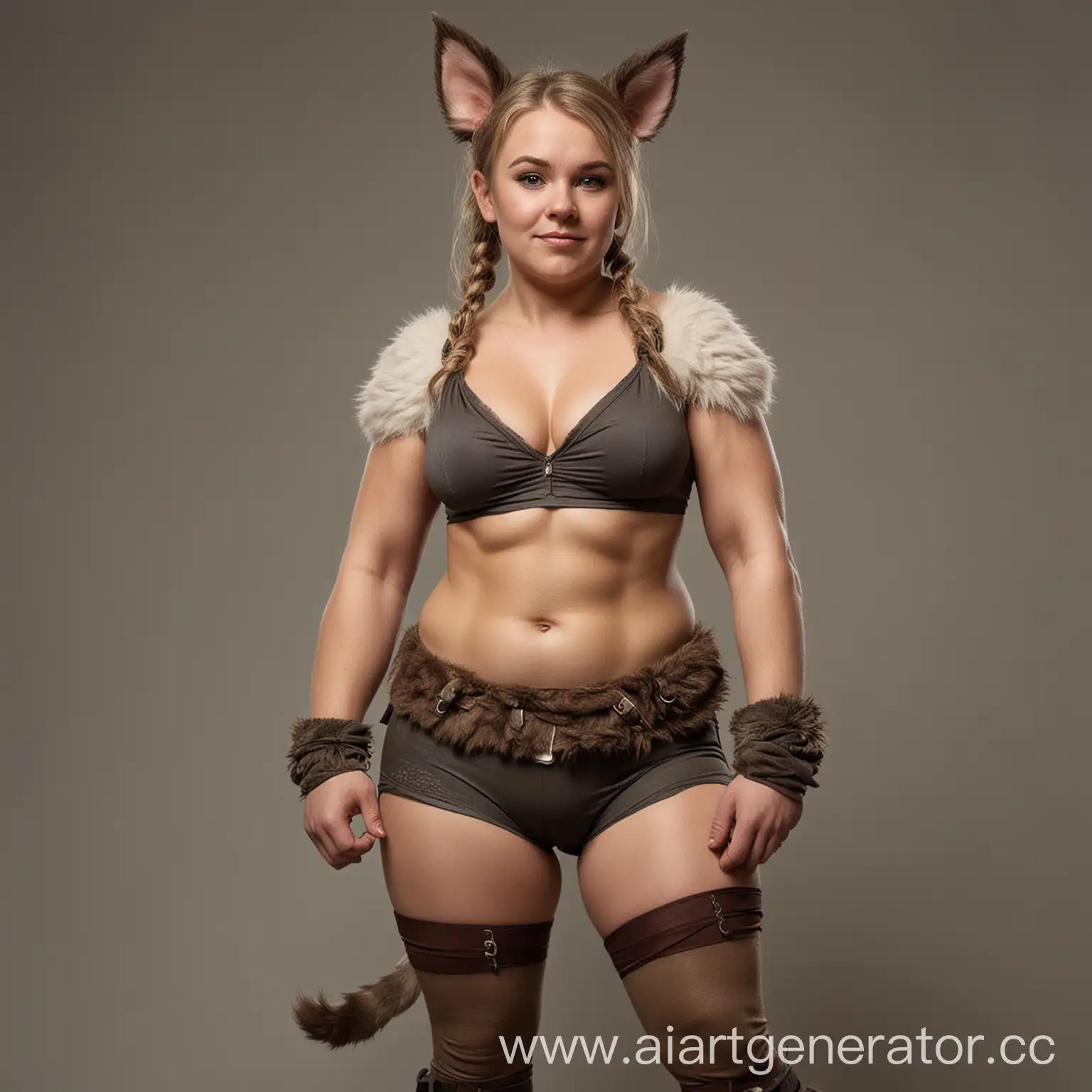 Colorful-Buff-Dwarf-Wearing-Drab-Chestplate-and-Cat-Ears-in-Tights