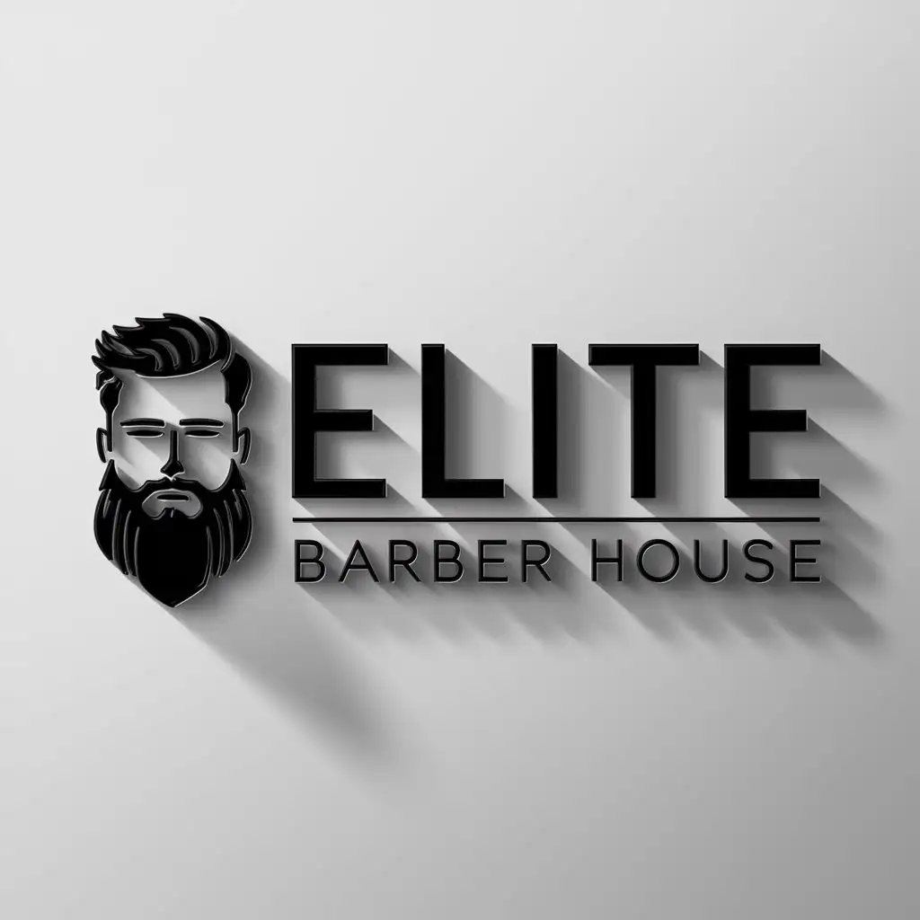 a logo design,with the text "Elite Barber House", main symbol:guy with beard,Moderate,clear background
