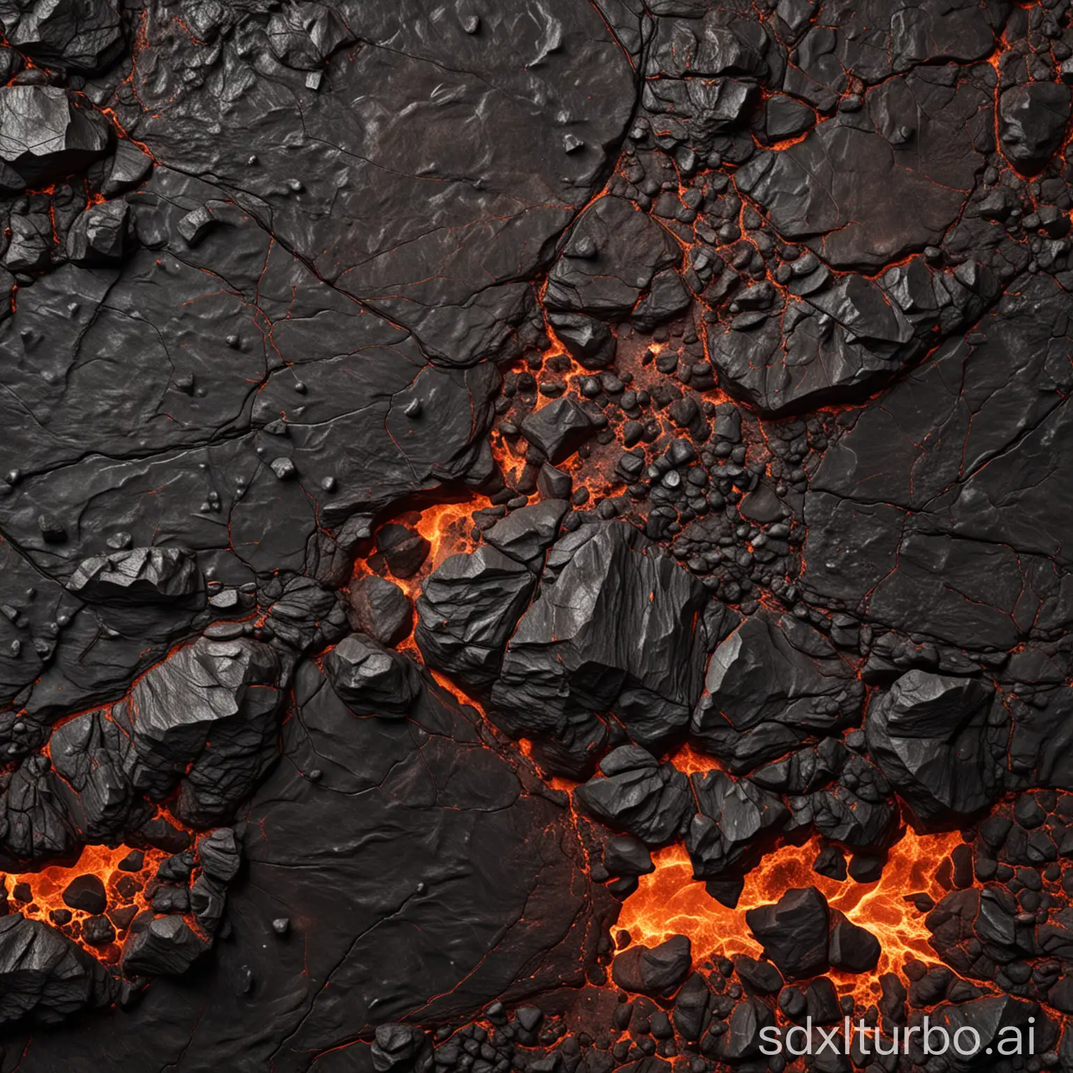 a dark cracked rocky magma surface asteroiden texture, high details