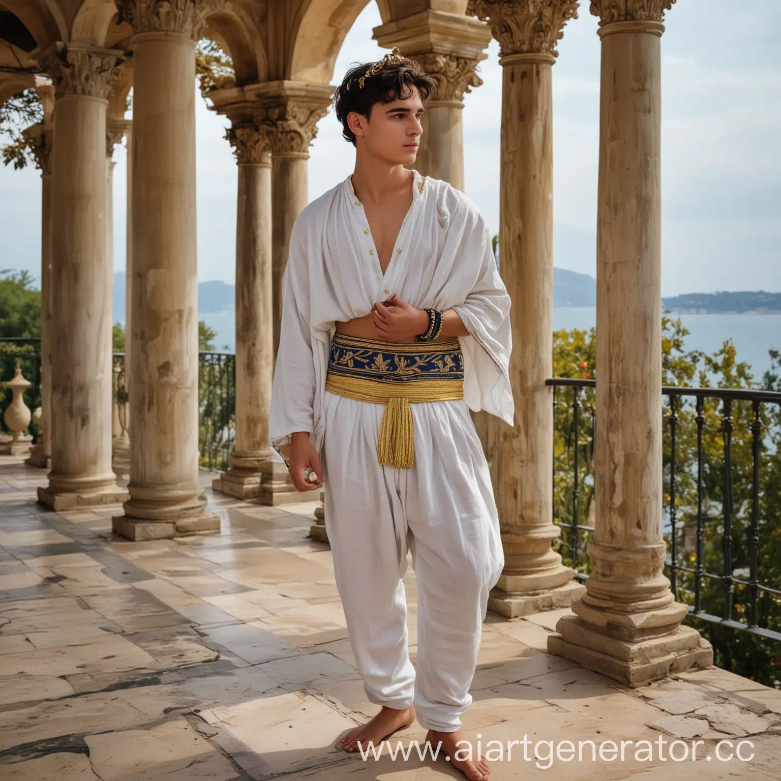19YearOld-Youth-with-DualColored-Eyes-and-Golden-Laurels-at-Ancient-Seaside-Palace