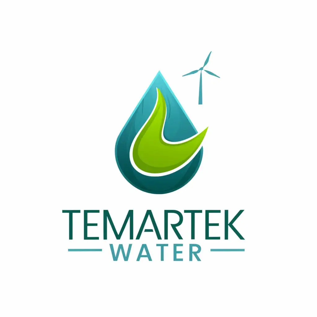 a logo design,with the text 'Temartek Water', main symbol:Water, Enviroment, and Green Energy,Minimalistic, be used in Technology industry, clear background