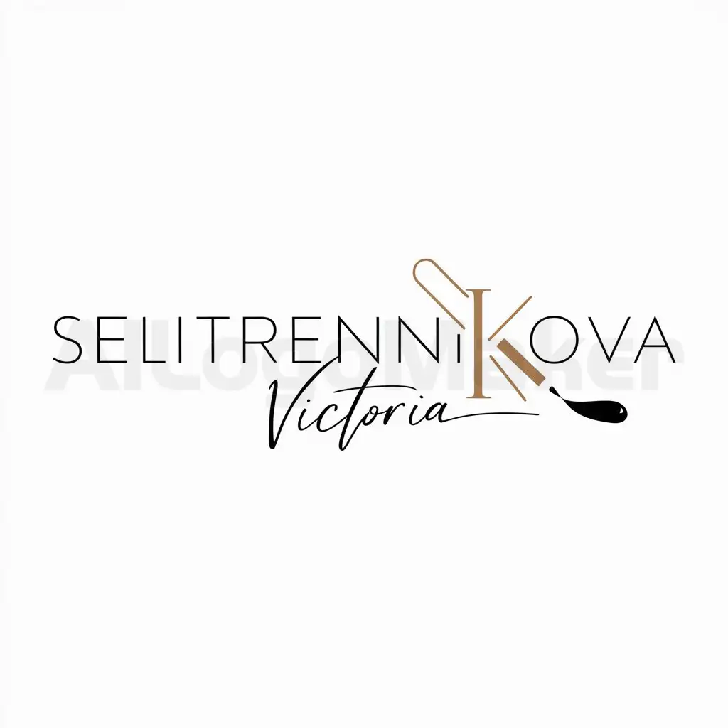 a logo design,with the text Selitrennikova Victoria, main symbol:Permanent make up,Minimalistic,be used in Beauty industry,clear background