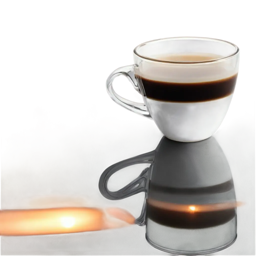 Design: Coffee cup with the dawn reflected on the surface.