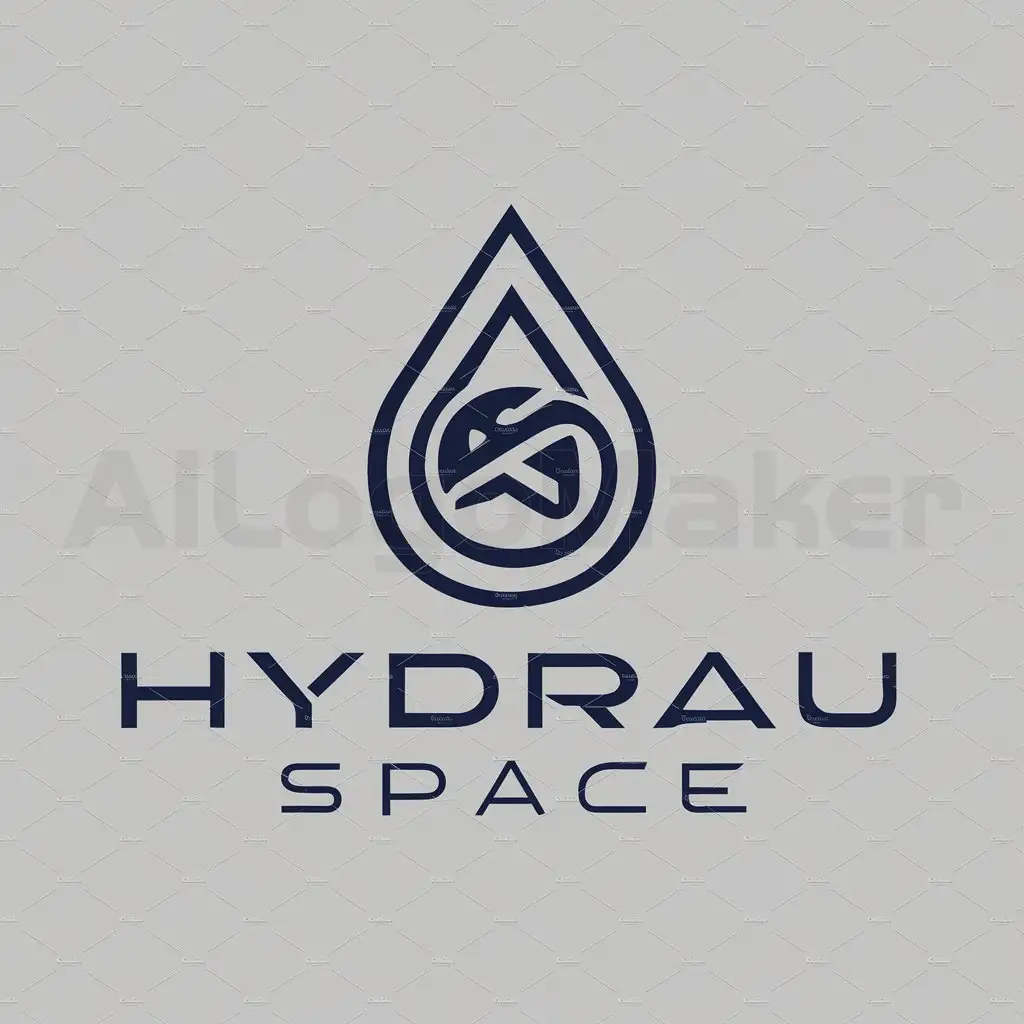 a logo design,with the text "Hydrau SPACE", main symbol:goute d'eau,complex,be used in hydraulic industry,clear background