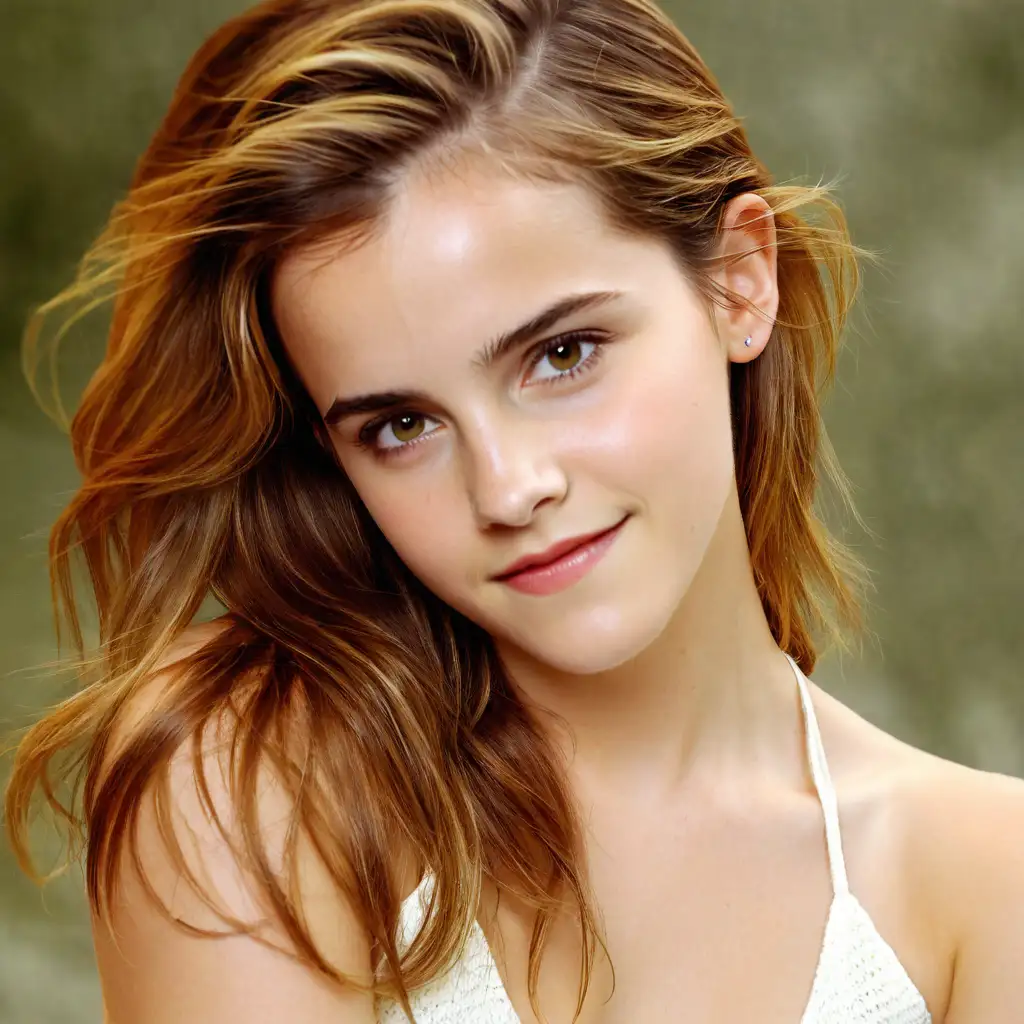 Emma Watson Childhood Portrait Realistic Photograph at Age 12