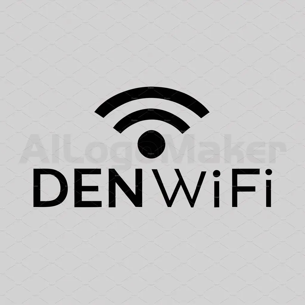 a logo design,with the text "DEN Wi-Fi", main symbol:Wi-Fi,Moderate,be used in Internet industry,clear background