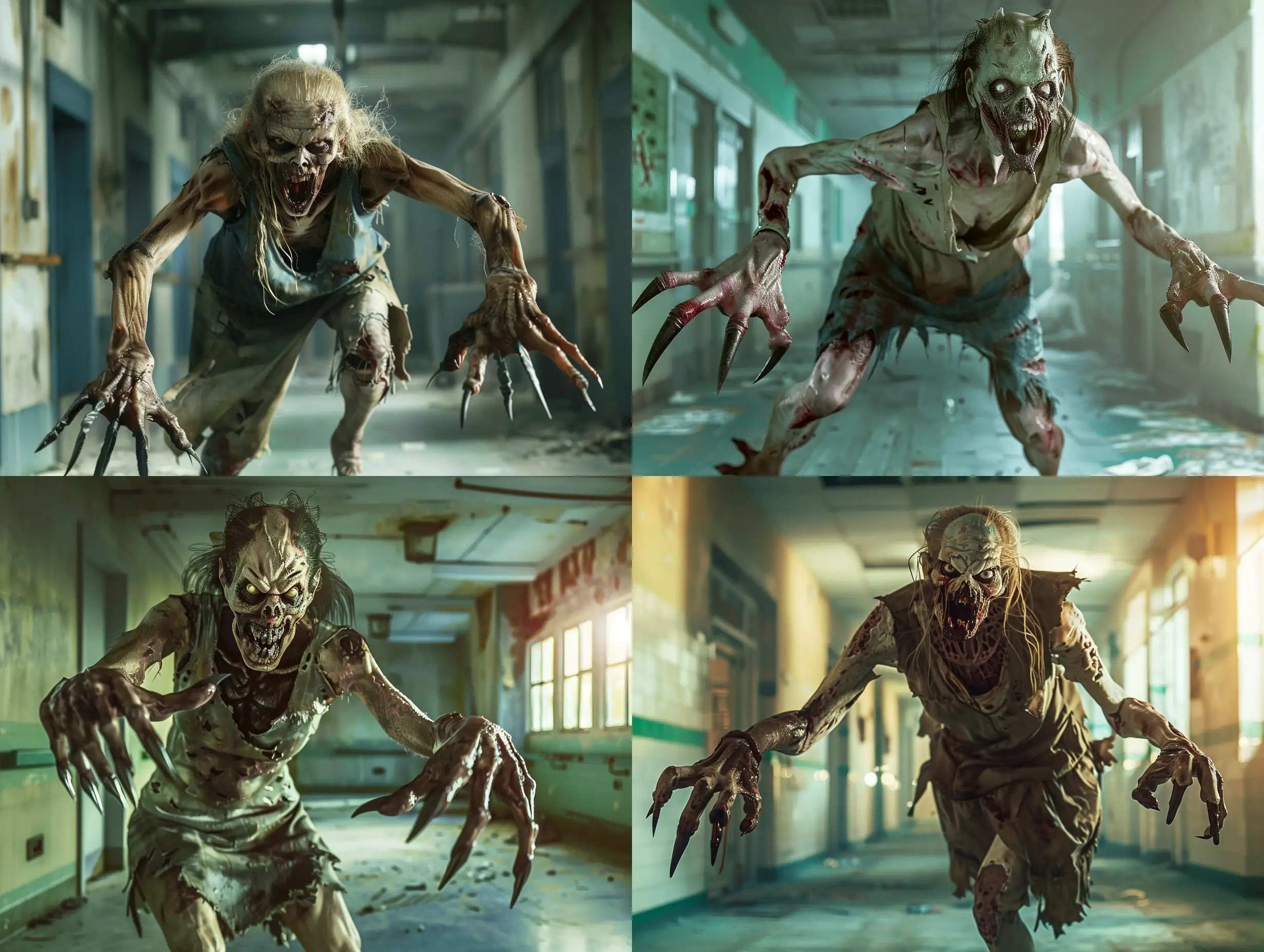 Menacing-Zombie-with-Sharp-Claws-Lurks-in-Decrepit-Hospital