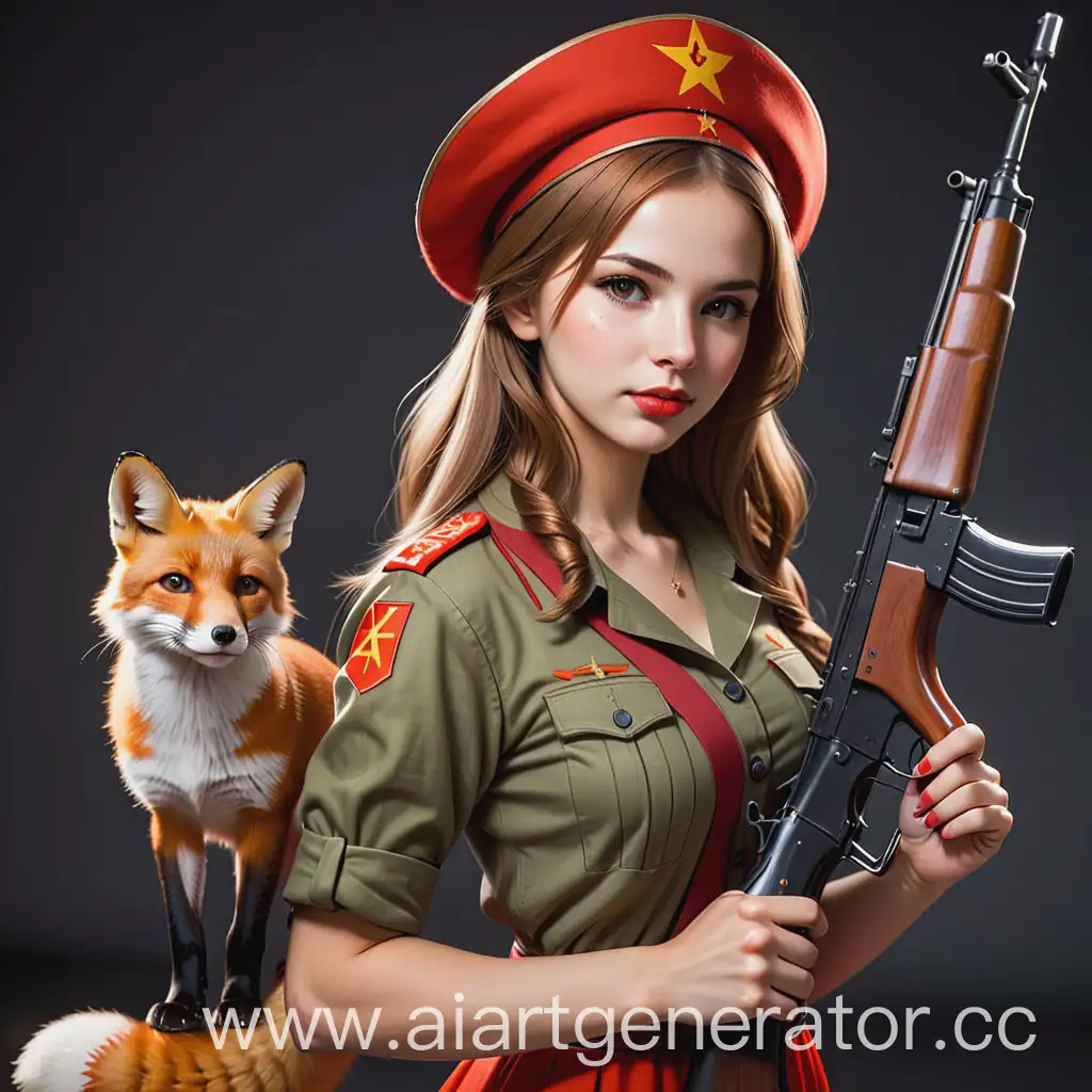 Soviet-Girl-with-AK47-in-Forest-Setting
