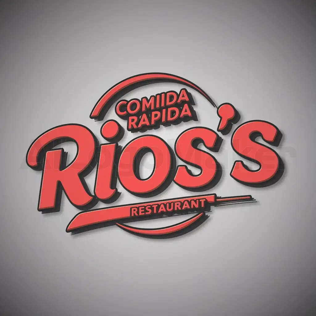 a logo design,with the text "RIOS'S", main symbol:COMIDA RAPIDA,Moderate,be used in Restaurant industry,clear background