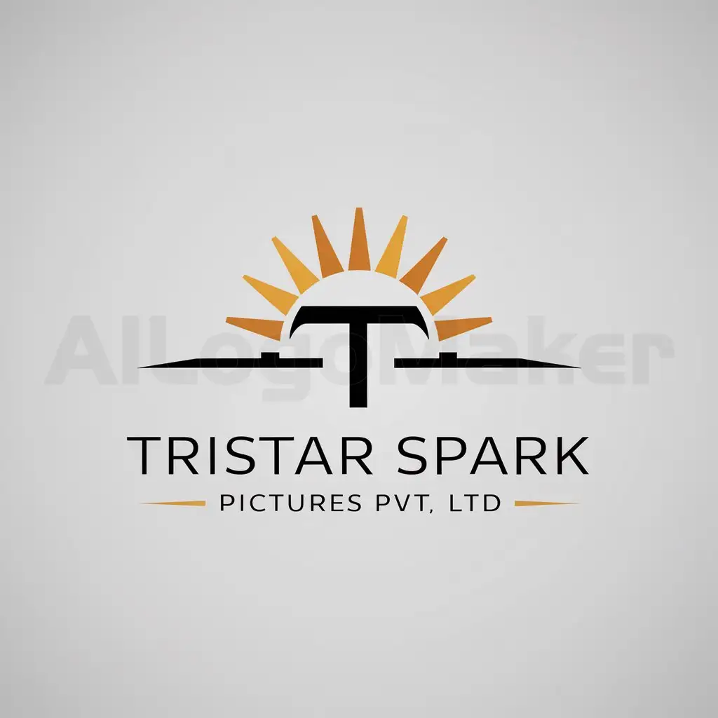 a logo design,with the text "tristar spark pictures pvt ltd", main symbol:sunrise and city letter with t,Minimalistic,be used in Entertainment industry,clear background