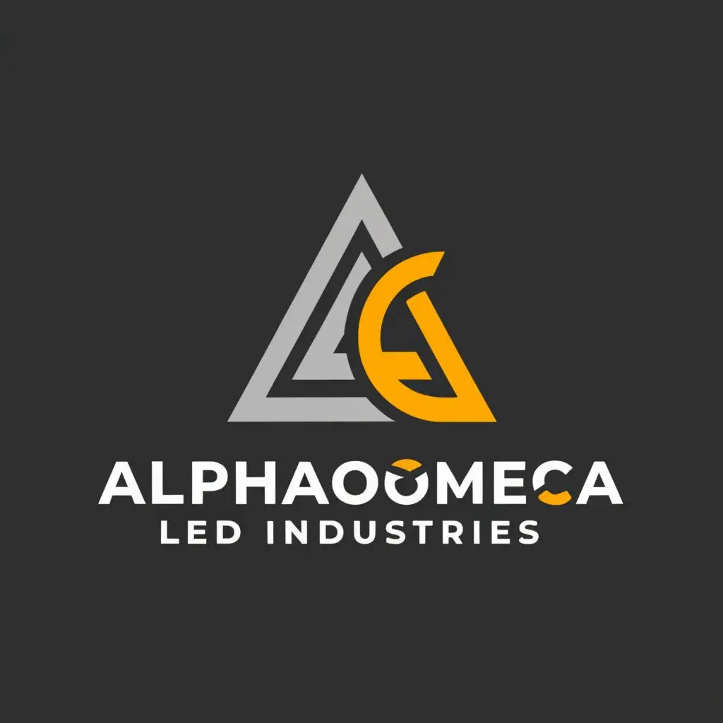 a logo design,with the text "AlphaOmega LED Industries",sub text "From Genesis to Cultivation. Illuminate Your Success!", main symbol:Alpha and Omega,Minimalistic,clear background
