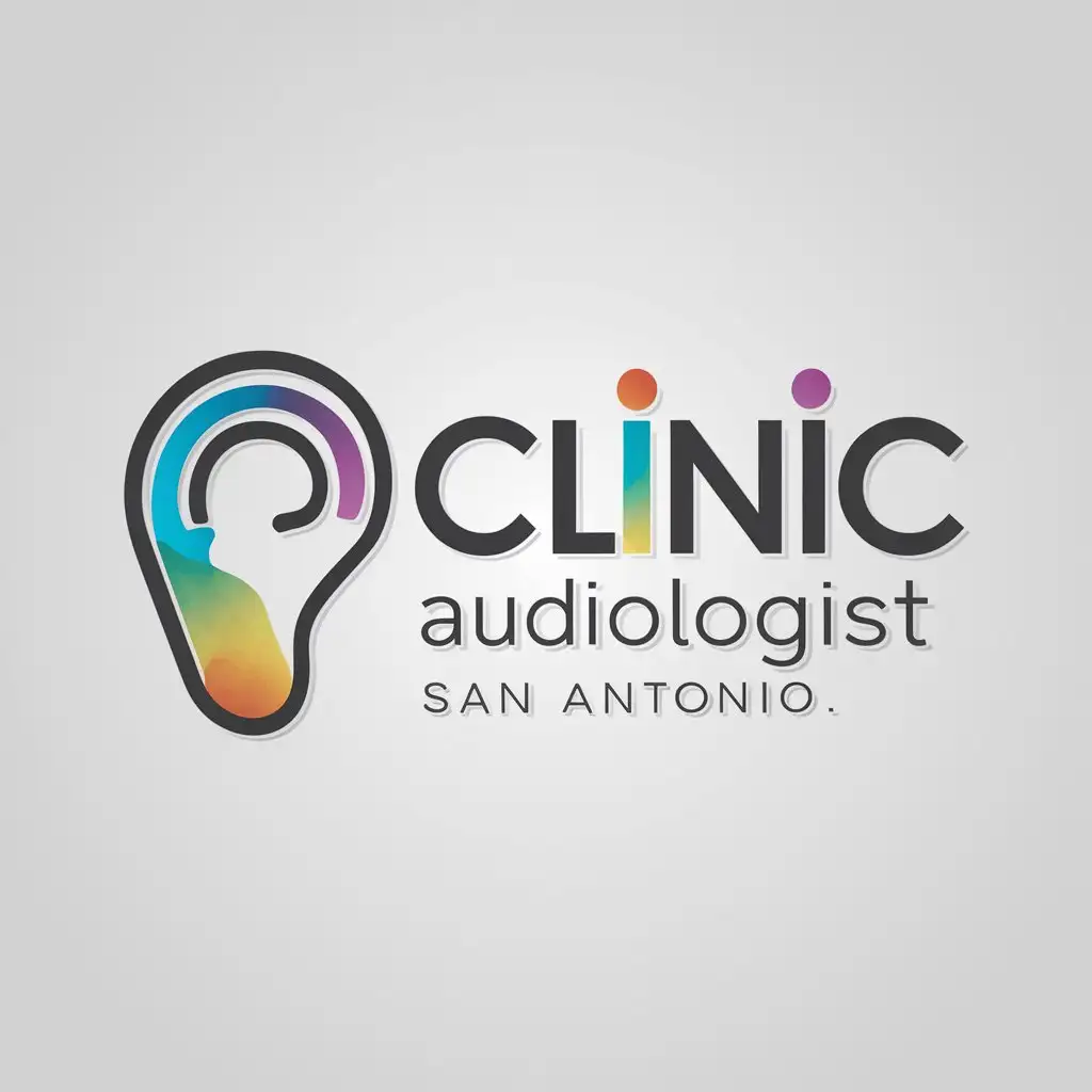 a logo design,with the text "Clinic Audiologist San Antonio", main symbol:Logo Style: Modern and in flat colorful. This logo should include an Audiologist theme. Must be logo on white background,Moderate,clear background