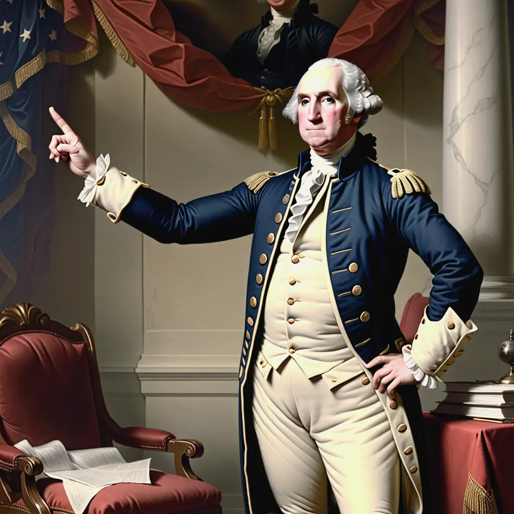 Historical Figure George Washington Gesturing Shame on You